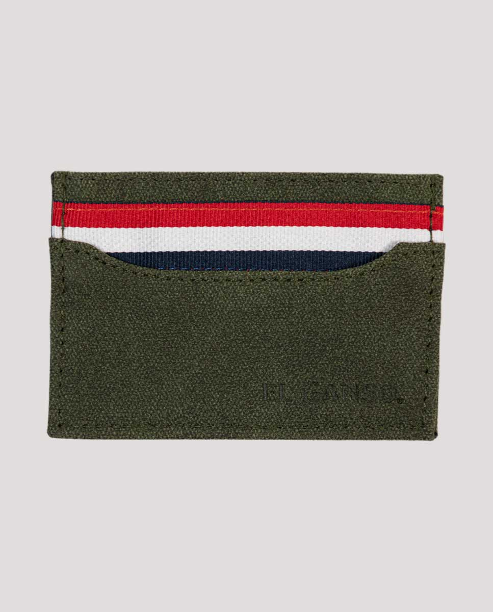 Petit Porte-cartes Vert Toile Délavée