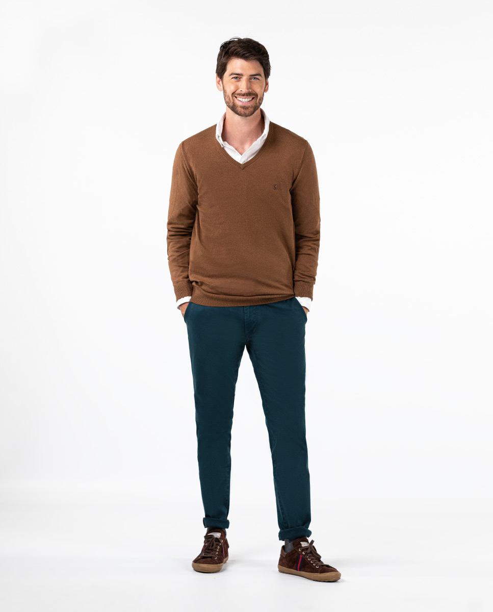 Jersey Pico Coderas Algodón Cashmere Beige Oscuro