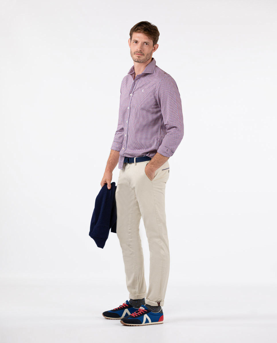 Camisa Vichy Rojo Azul