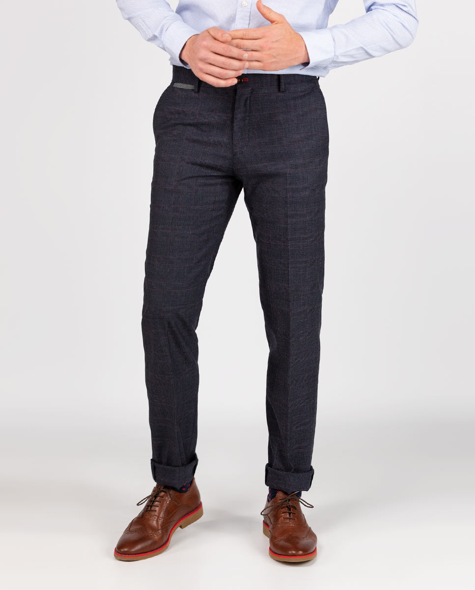 Pantalon Coordonné Prince de Galles Marin