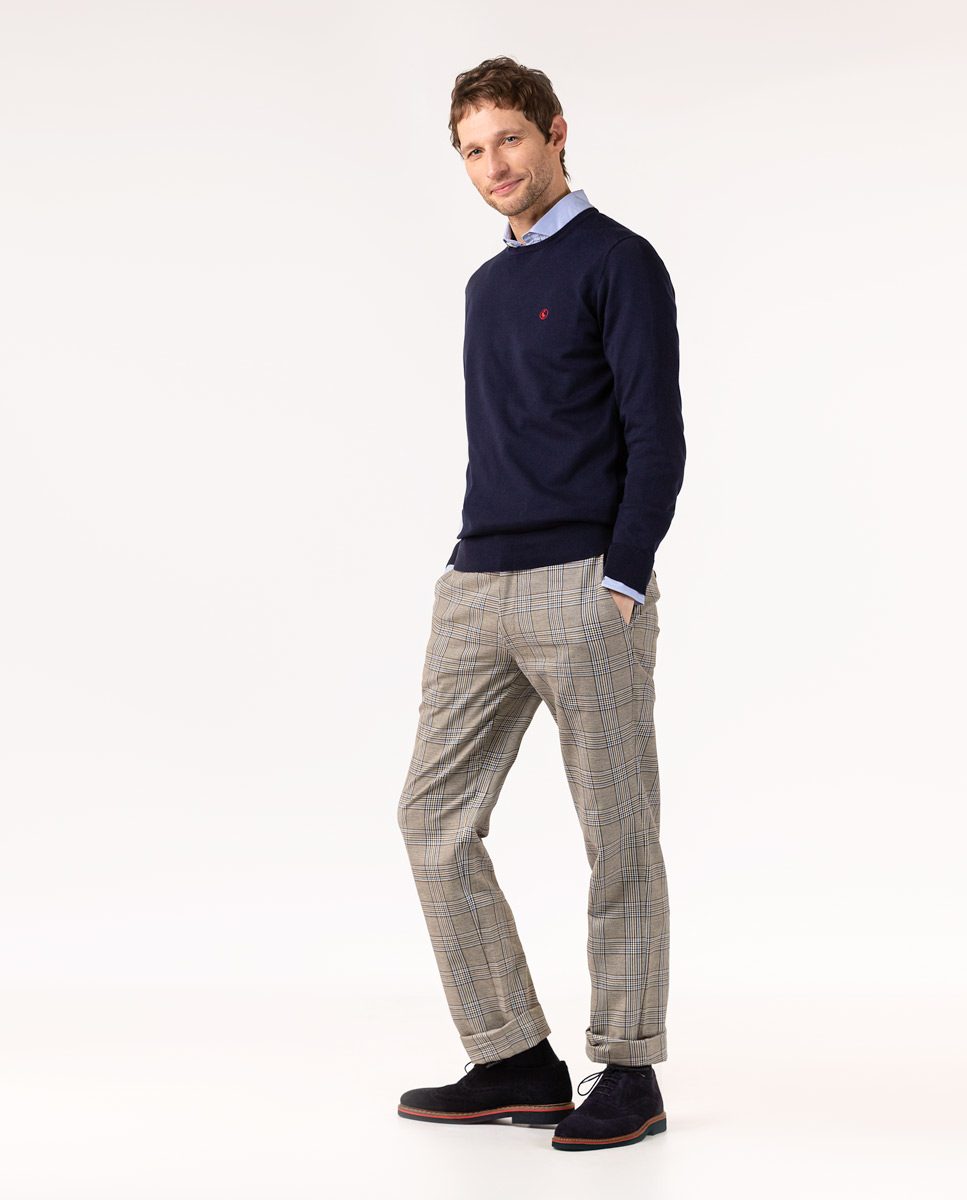 Pantalón Príncipe de Gales Marrón Perfil Azul