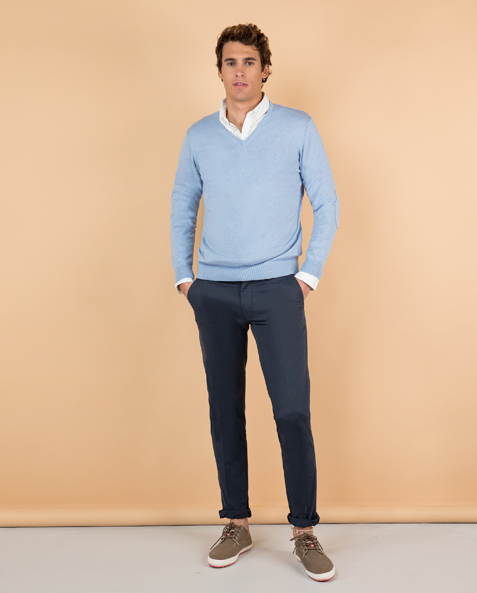 Calça chino básica azul marinho