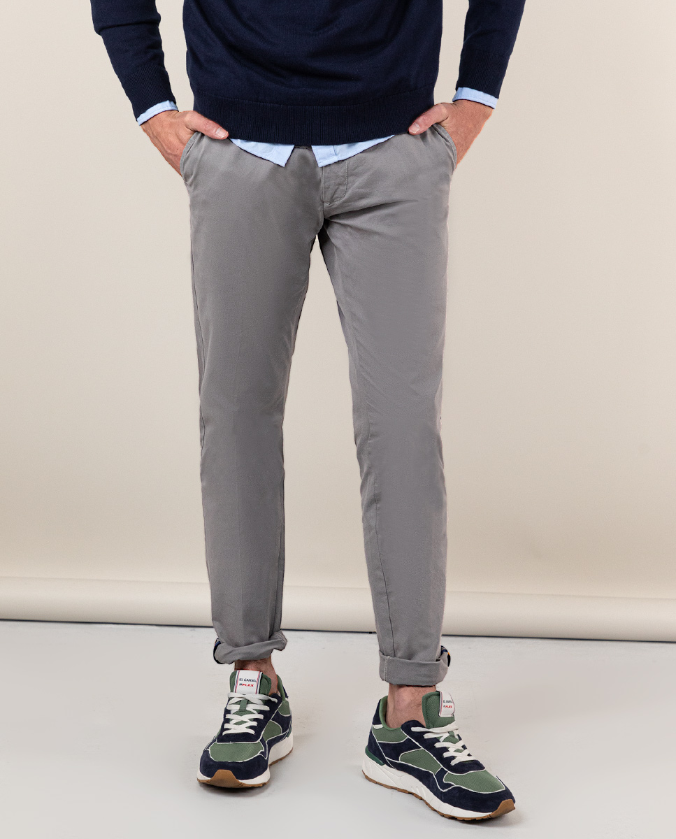 Chino-Hose Basic Grau