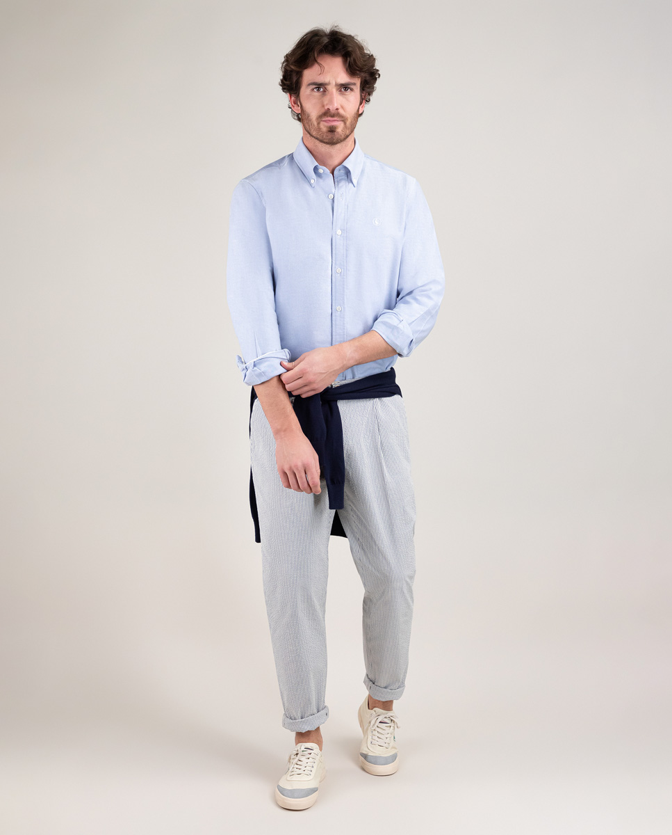 Pantalón Coordinado Seersucker Azul