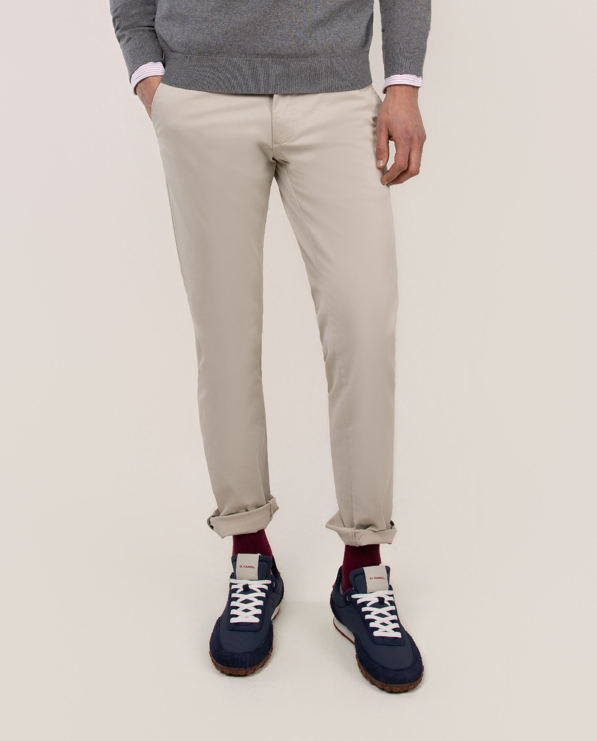 Pantalon chino beige basique