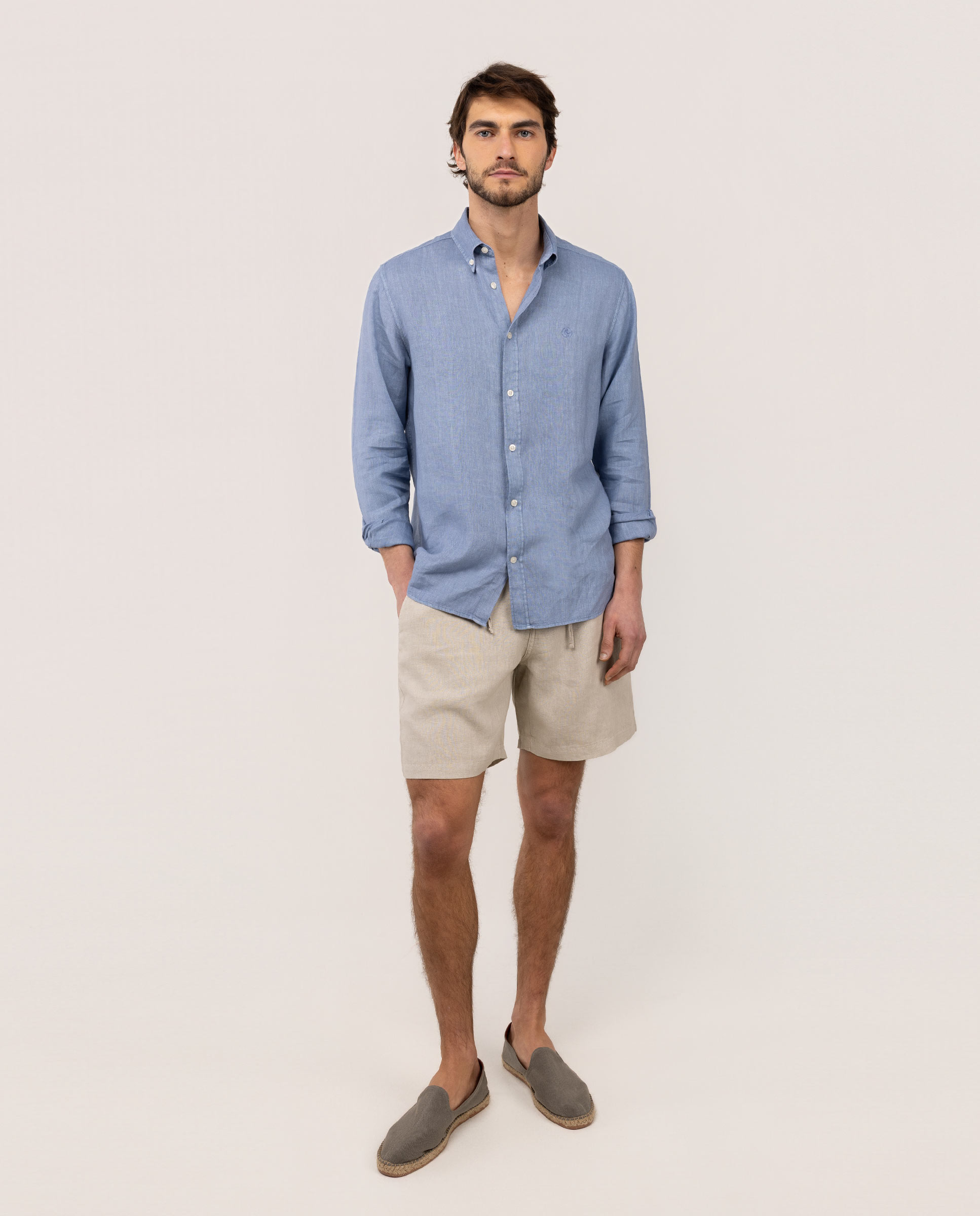 Bermuda Cordones Lino Beige