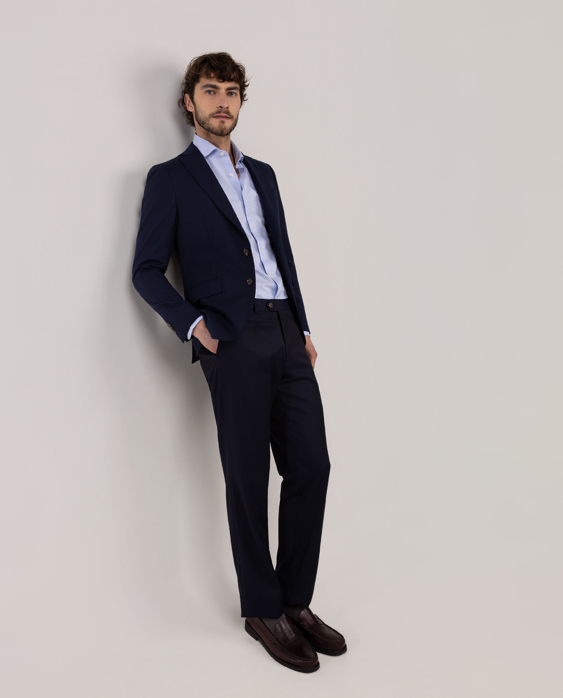 Pantalón Traje Lavable Marino Liso