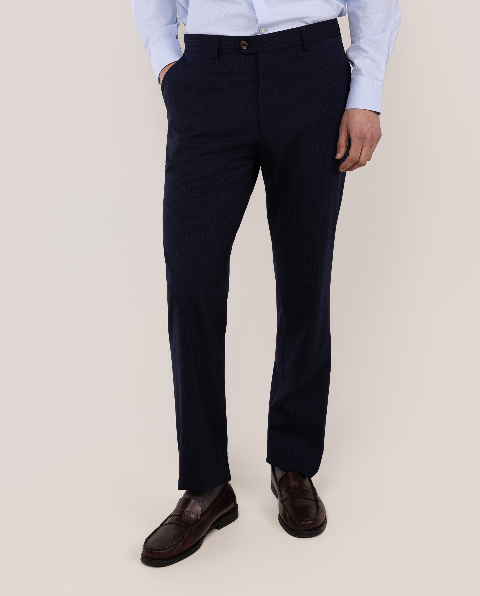Pantalón Traje Lavable Marino Raya