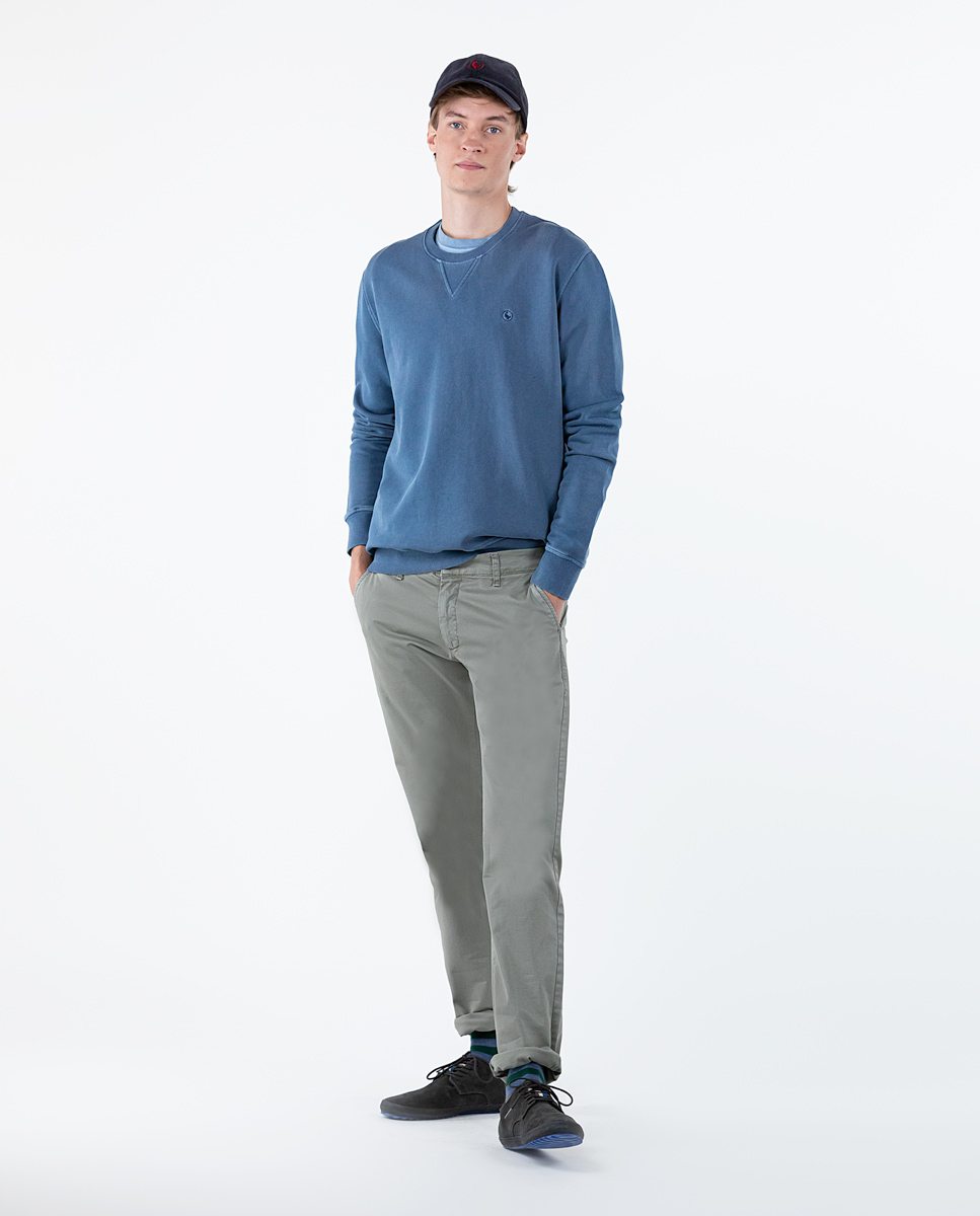 Garment Dyed Green Chinos