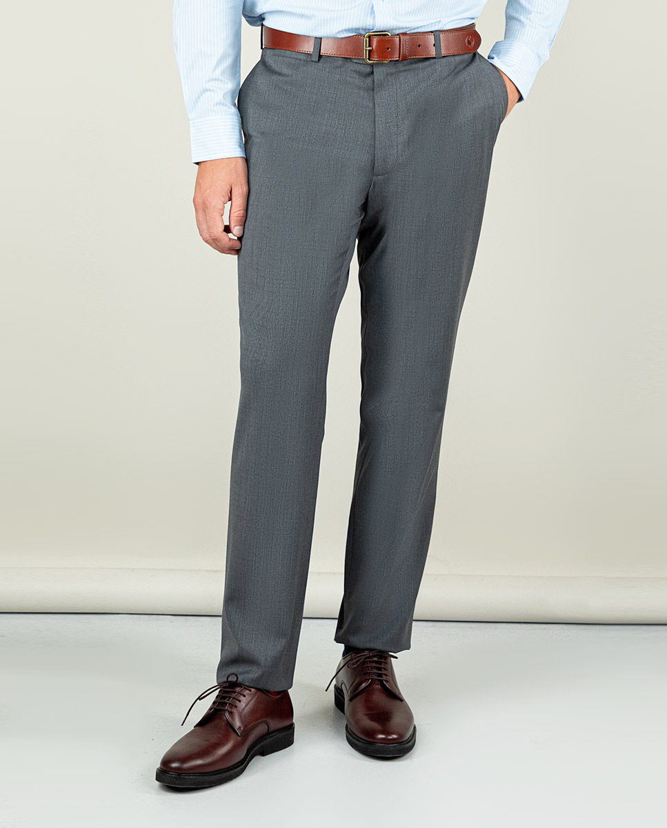 Solid-Coloured Grey Washable Trouser Suit Separate