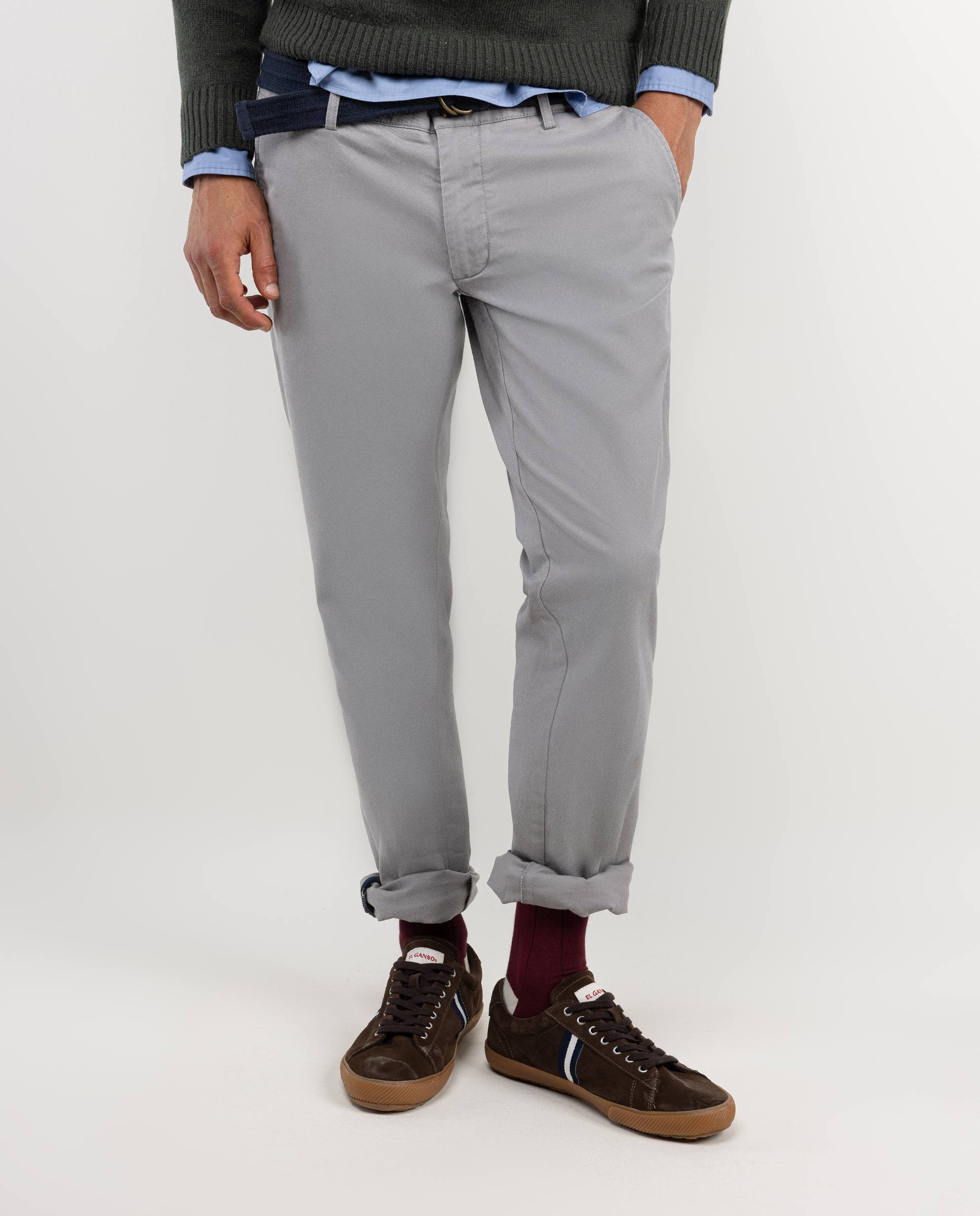 Chino-Hose Grau Slim-Fit