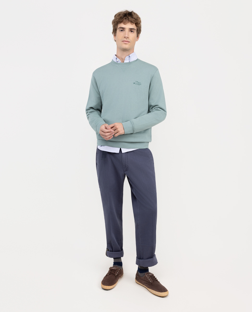 Mid Blue Regular Fit Winter Chinos