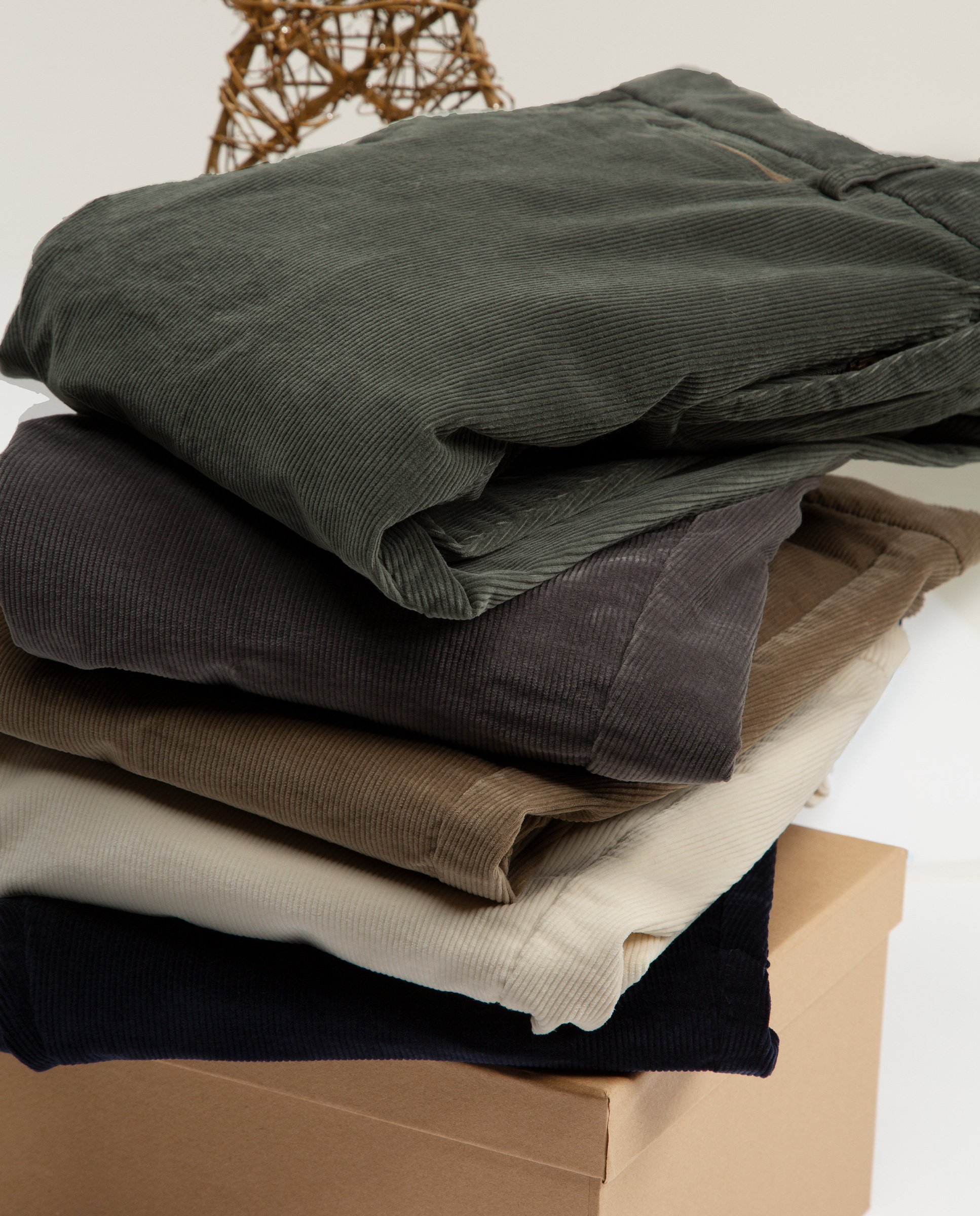 Green Slim Fit Corduroy Winter Chinos