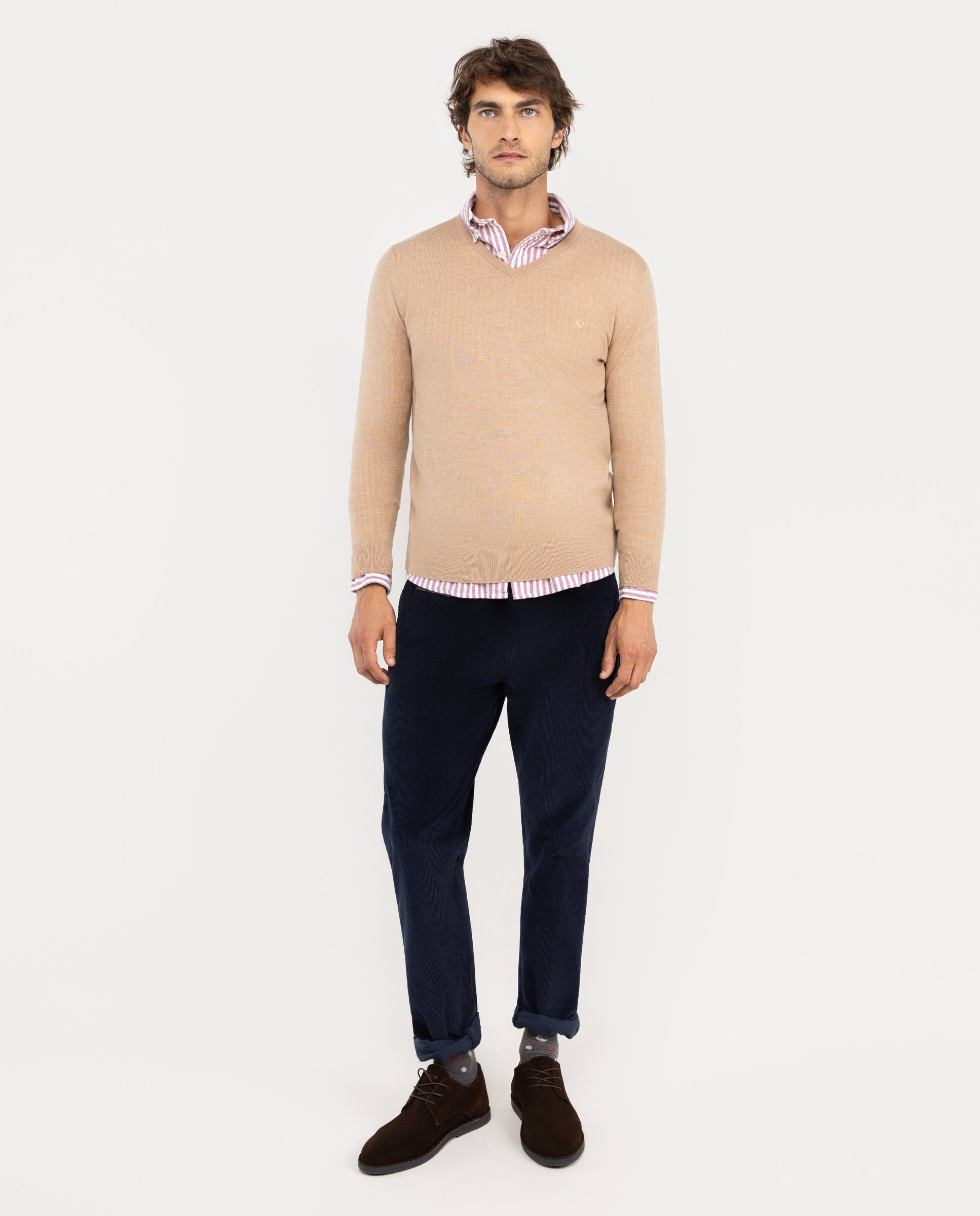 Navy Slim Fit Corduroy Winter Chinos