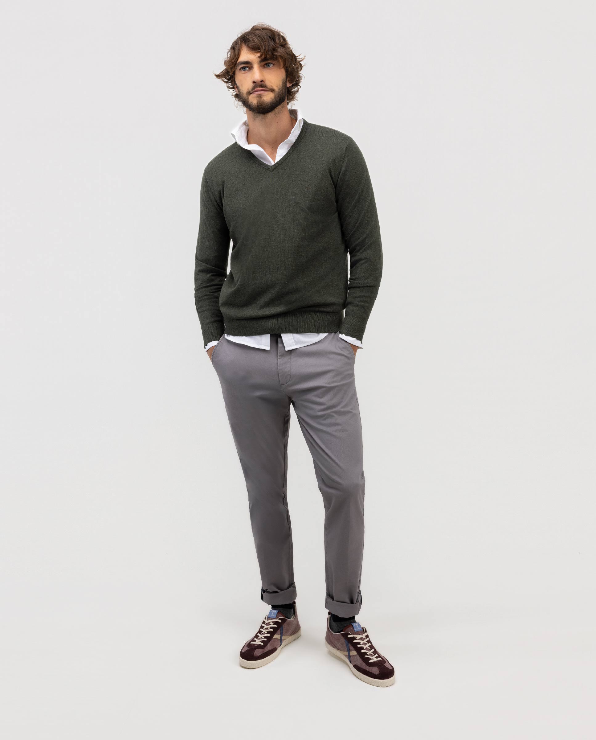 Slim Fit Grey Chino Trousers