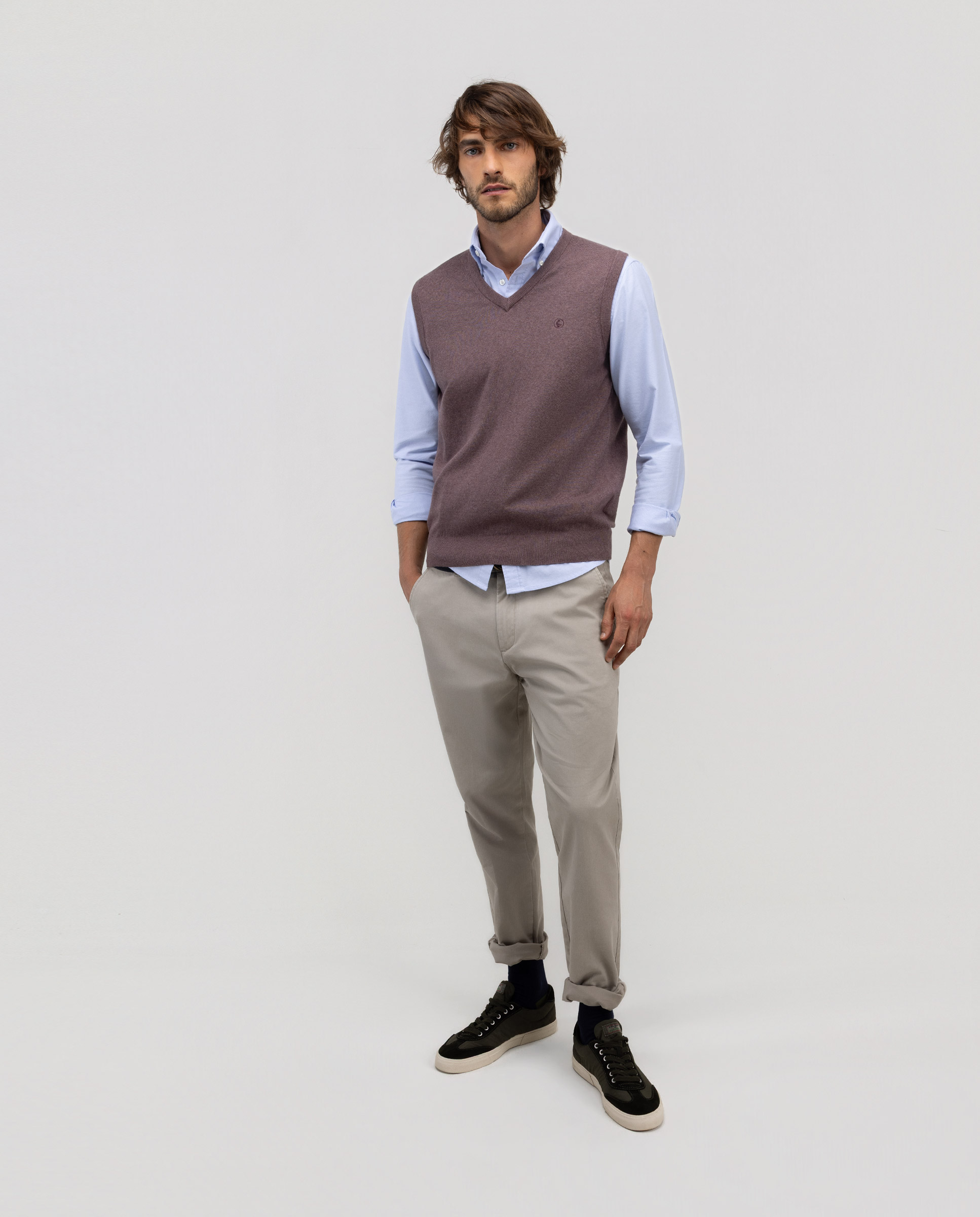 Slim Fit Taupe Chino Trousers