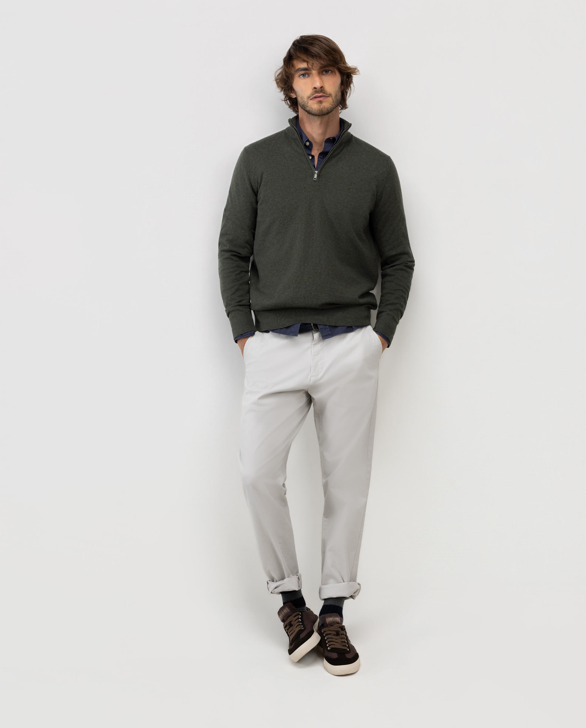 Regular Chino Trousers, Medium Blue