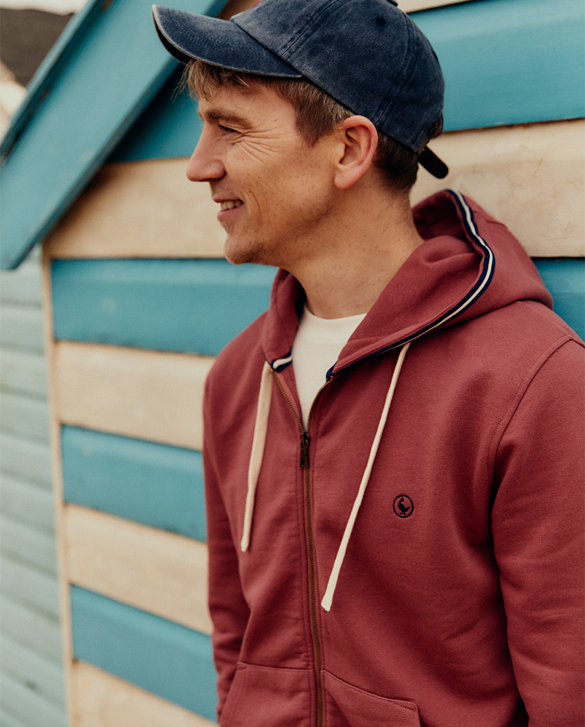 Geranium Zip-Up Pocket Pouch Hoodie