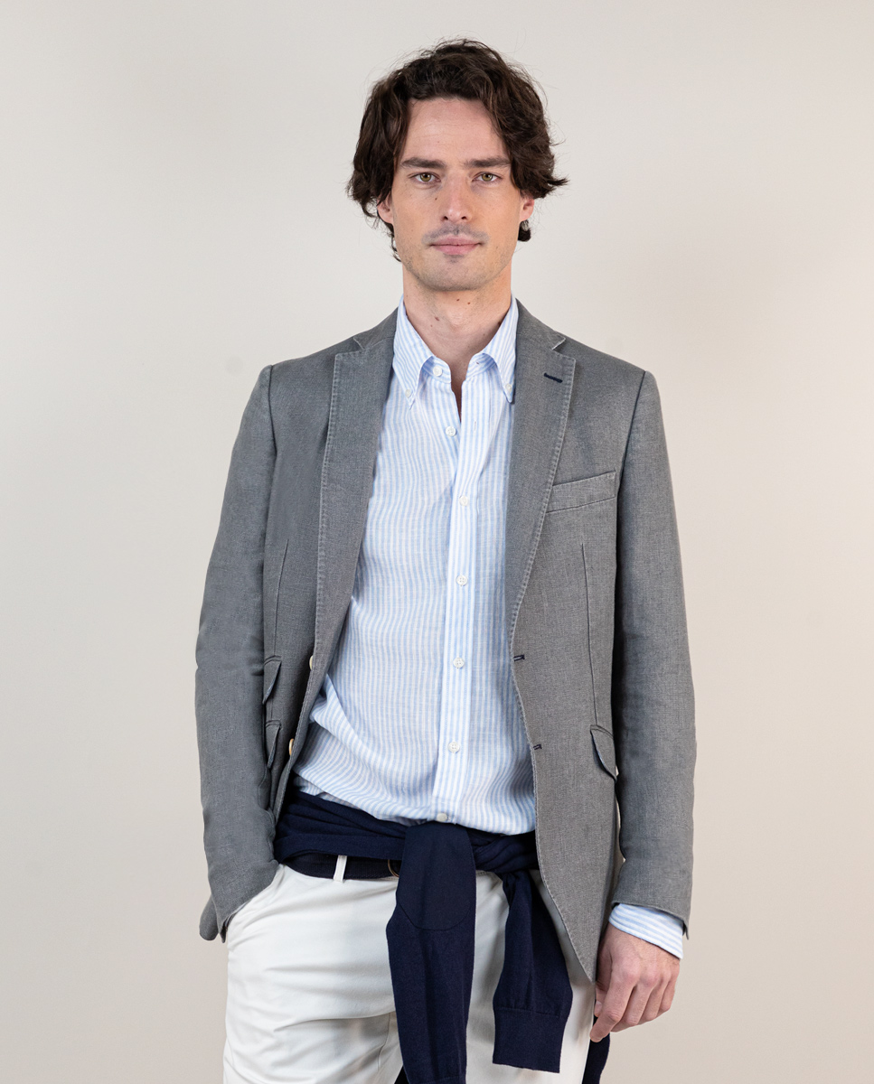 Veste Lin Délavé Gris