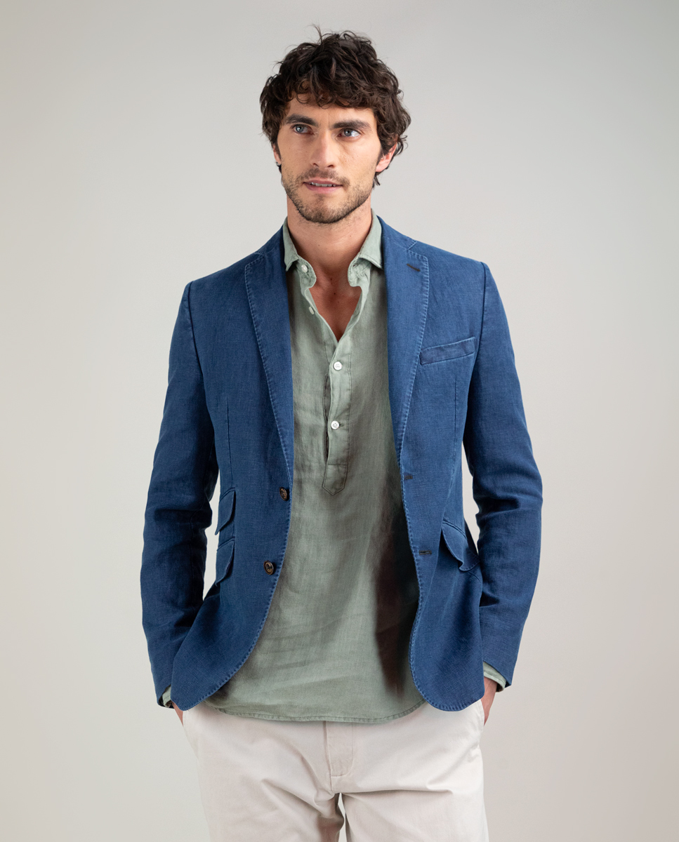 Americana Lino Lavado Azul