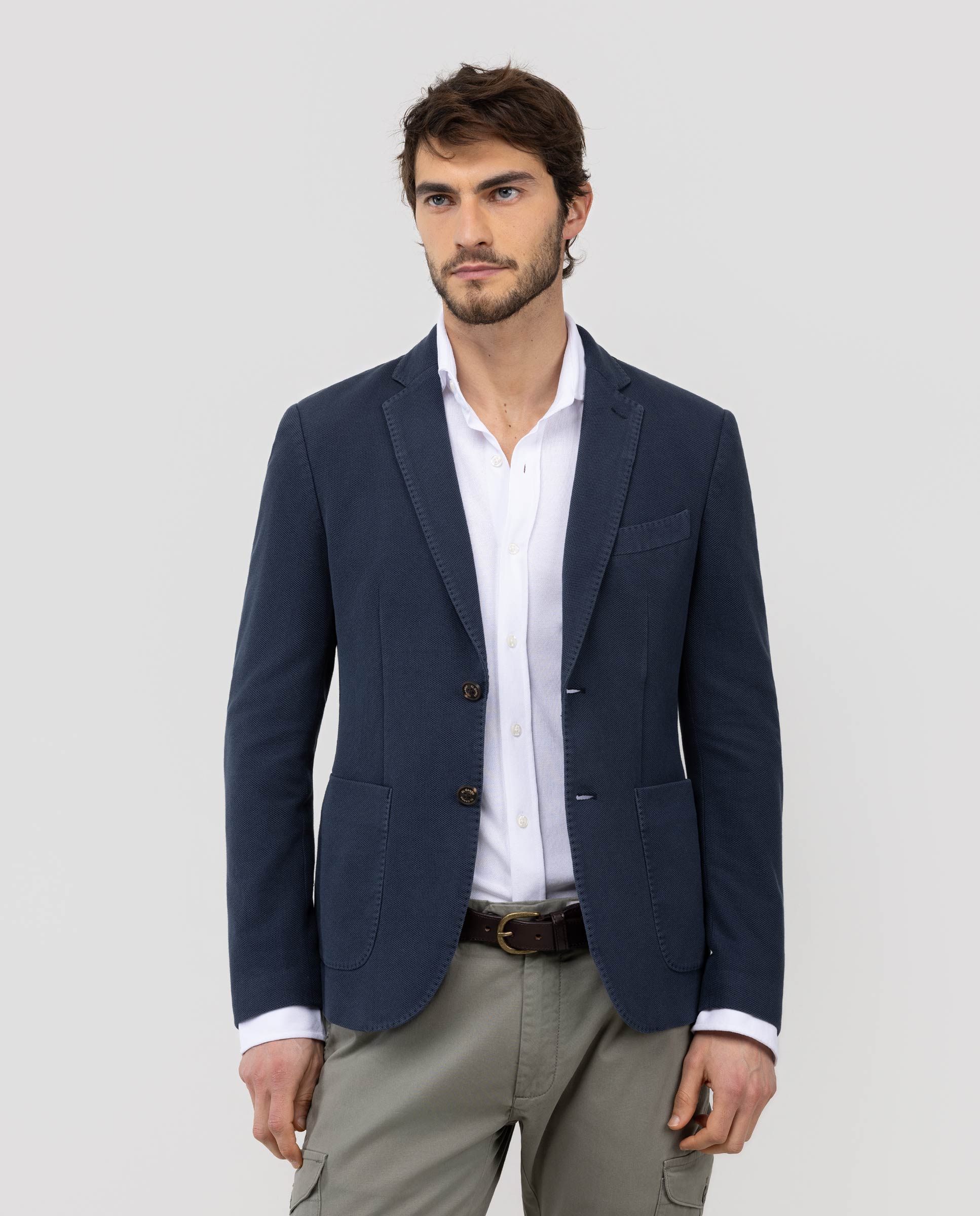 Americana Punto Piqué Garment Dyed Marino