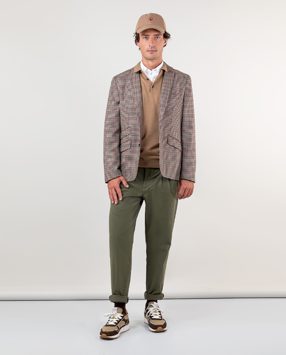 Americana Cuadro Harris Naranja Marino