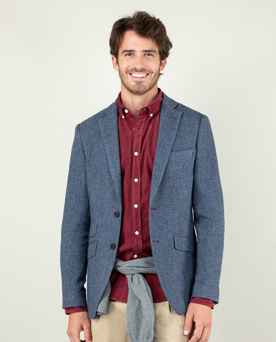 Veste Chevrons Laine Marine