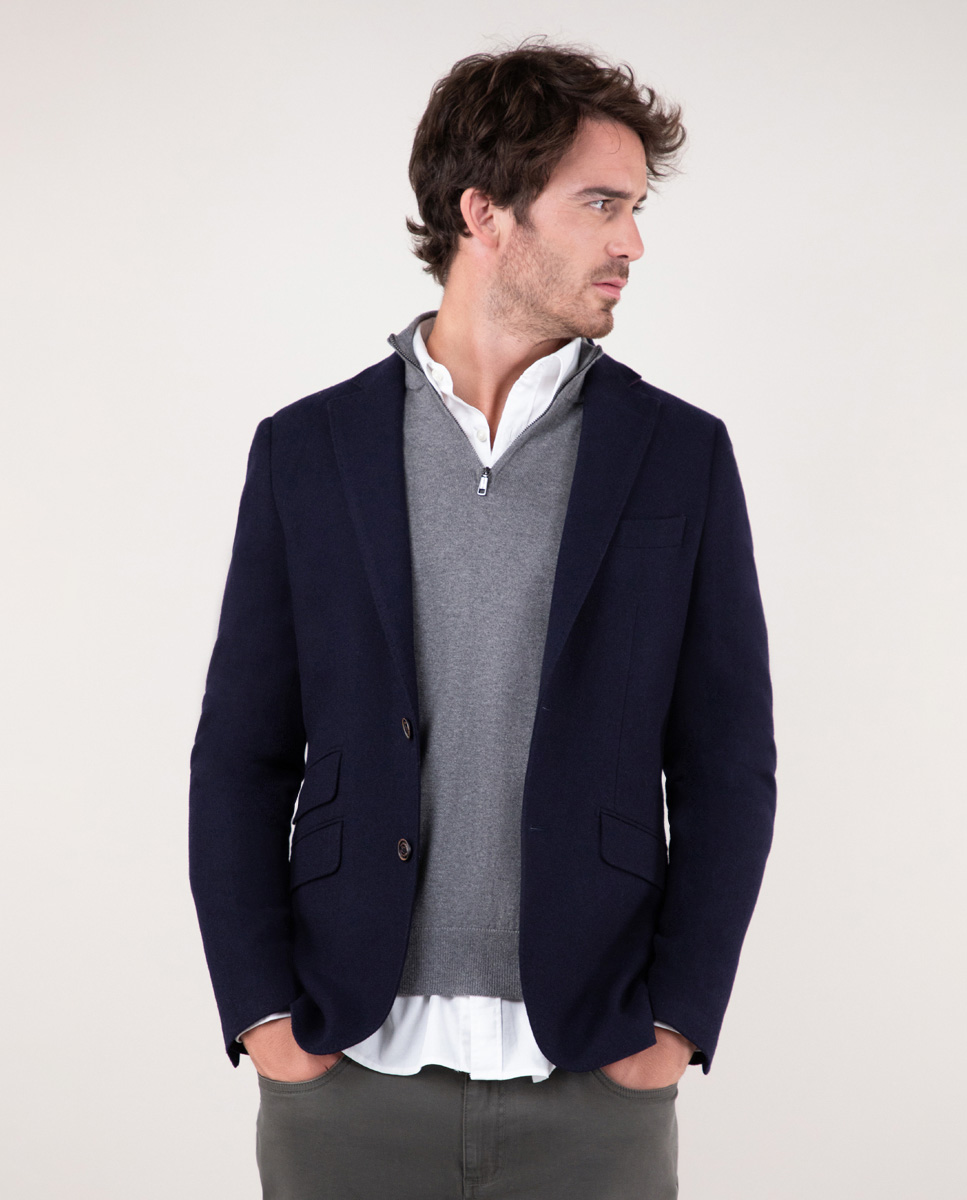 Blazer en laine bleu marine