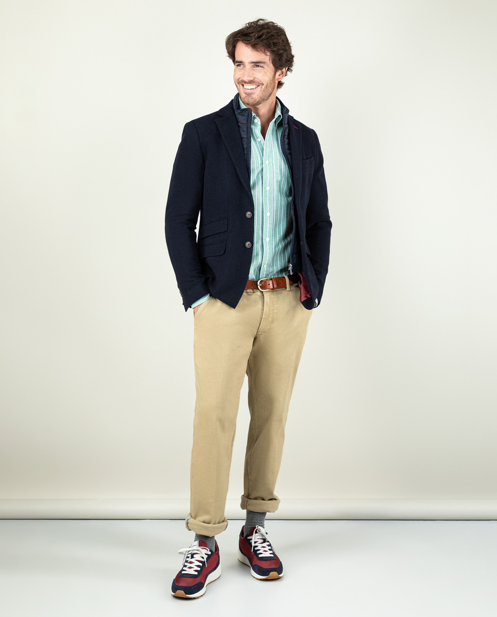 Veste Laine à Amovible Marine