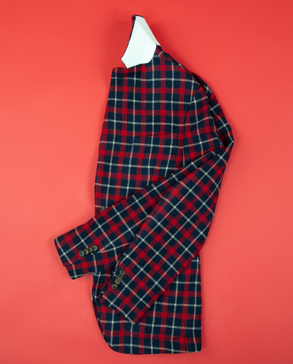 Veste Petit Tartan Marine Rouge