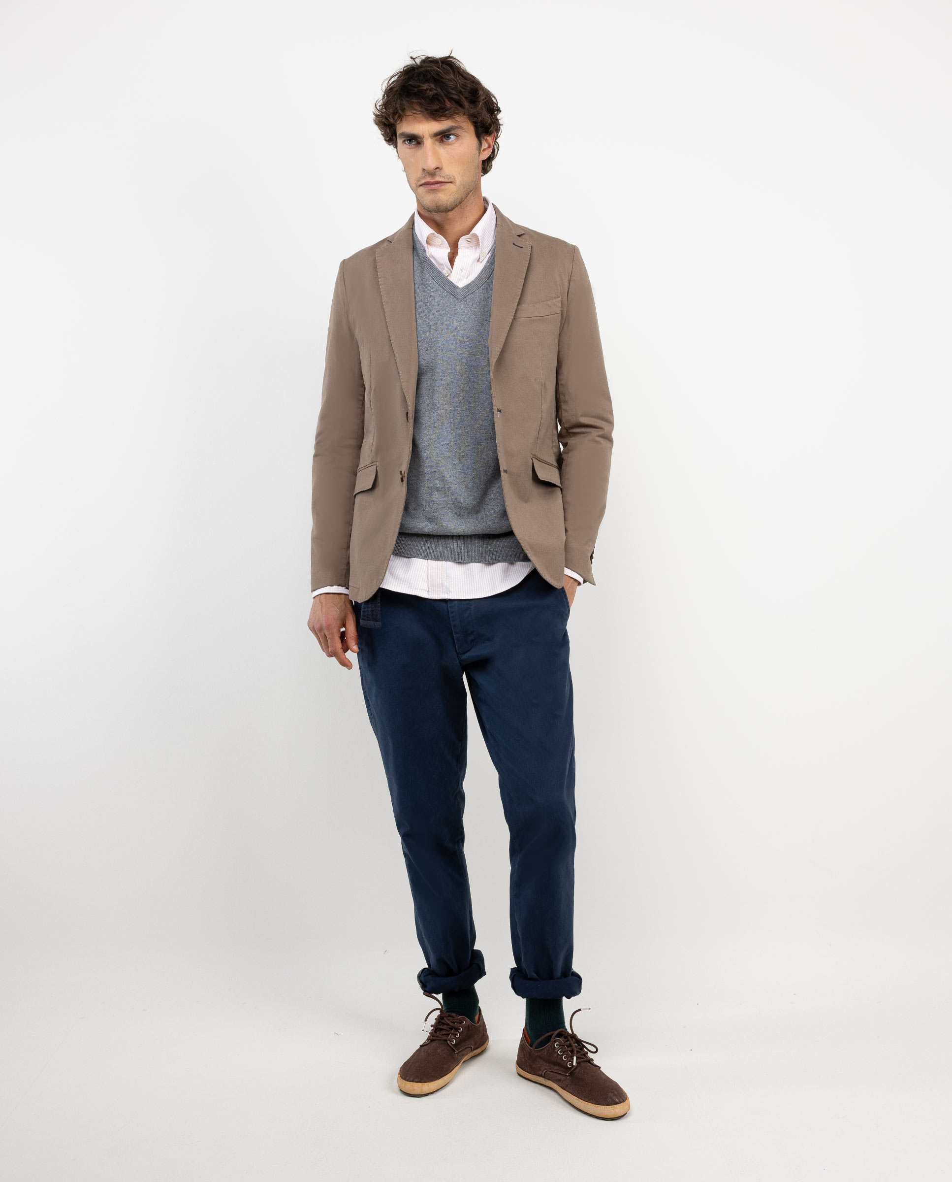 Blazer de sarja tingido bege