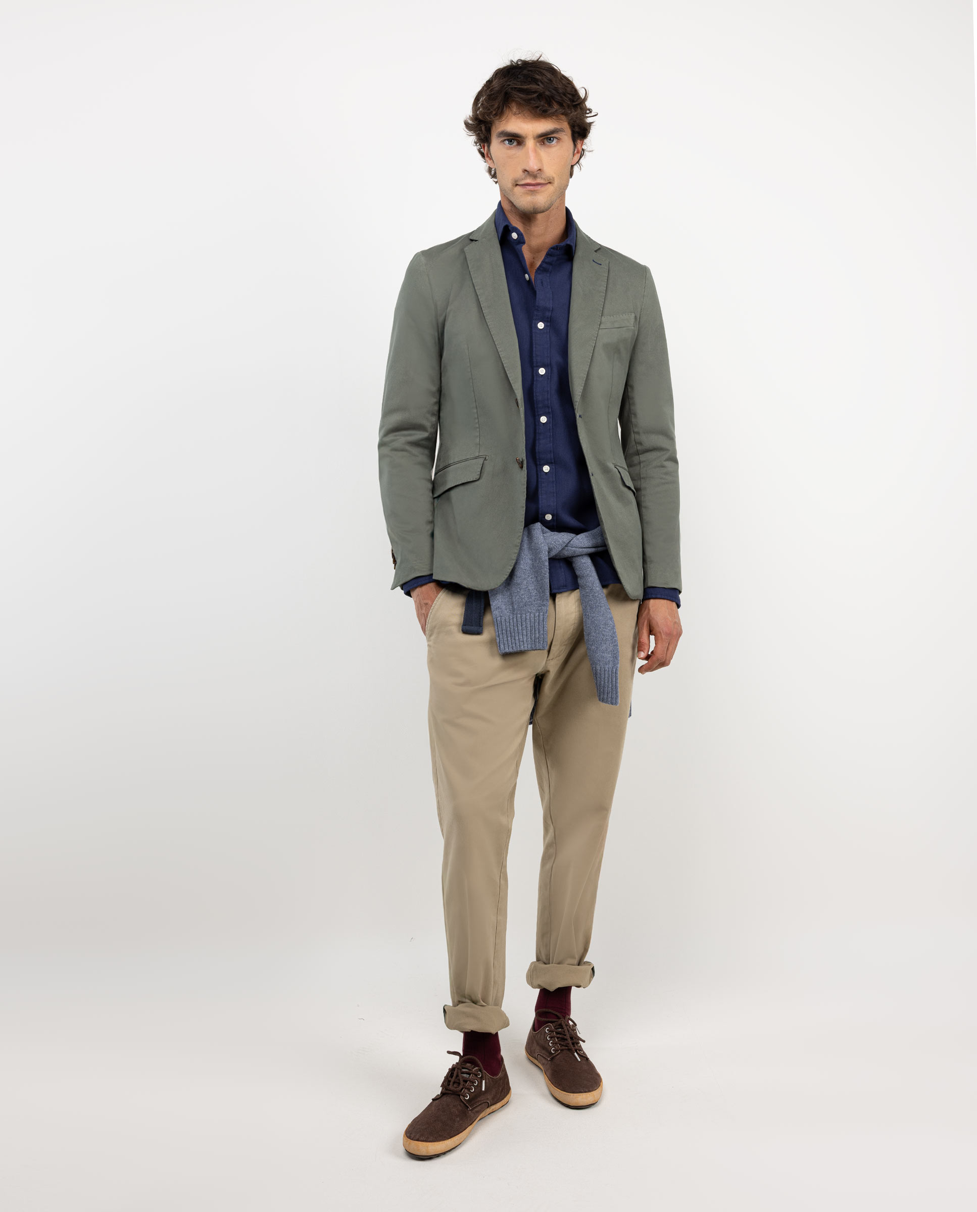 Blazer de sarja tingido de verde