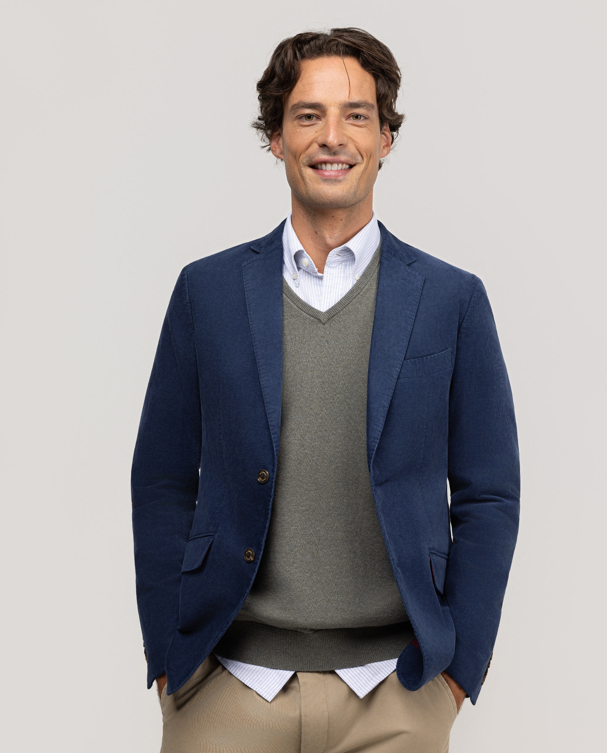 Veste Velours Teinte Sur Pièce Marine