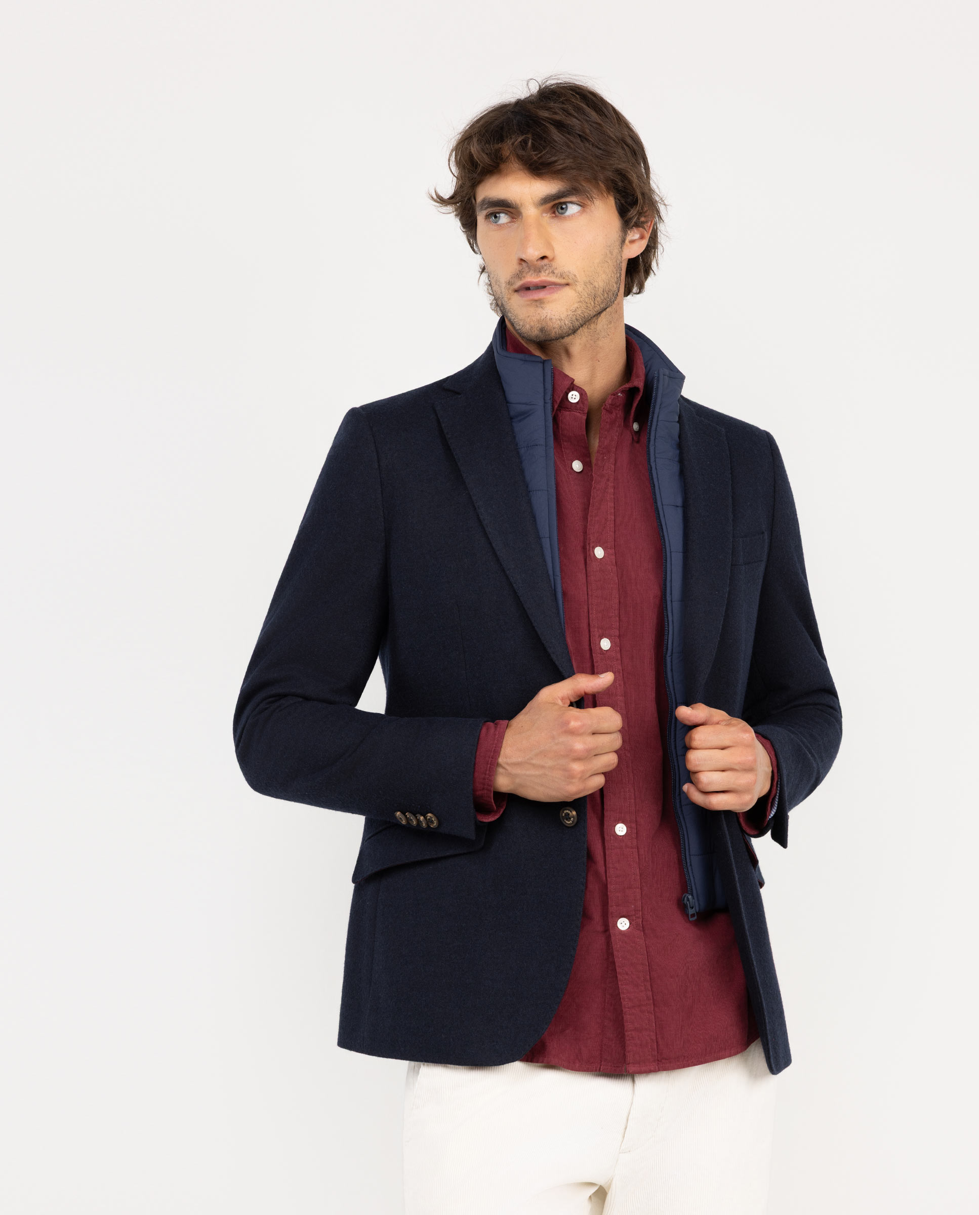 Americana Punto Lana Marino Desmontable