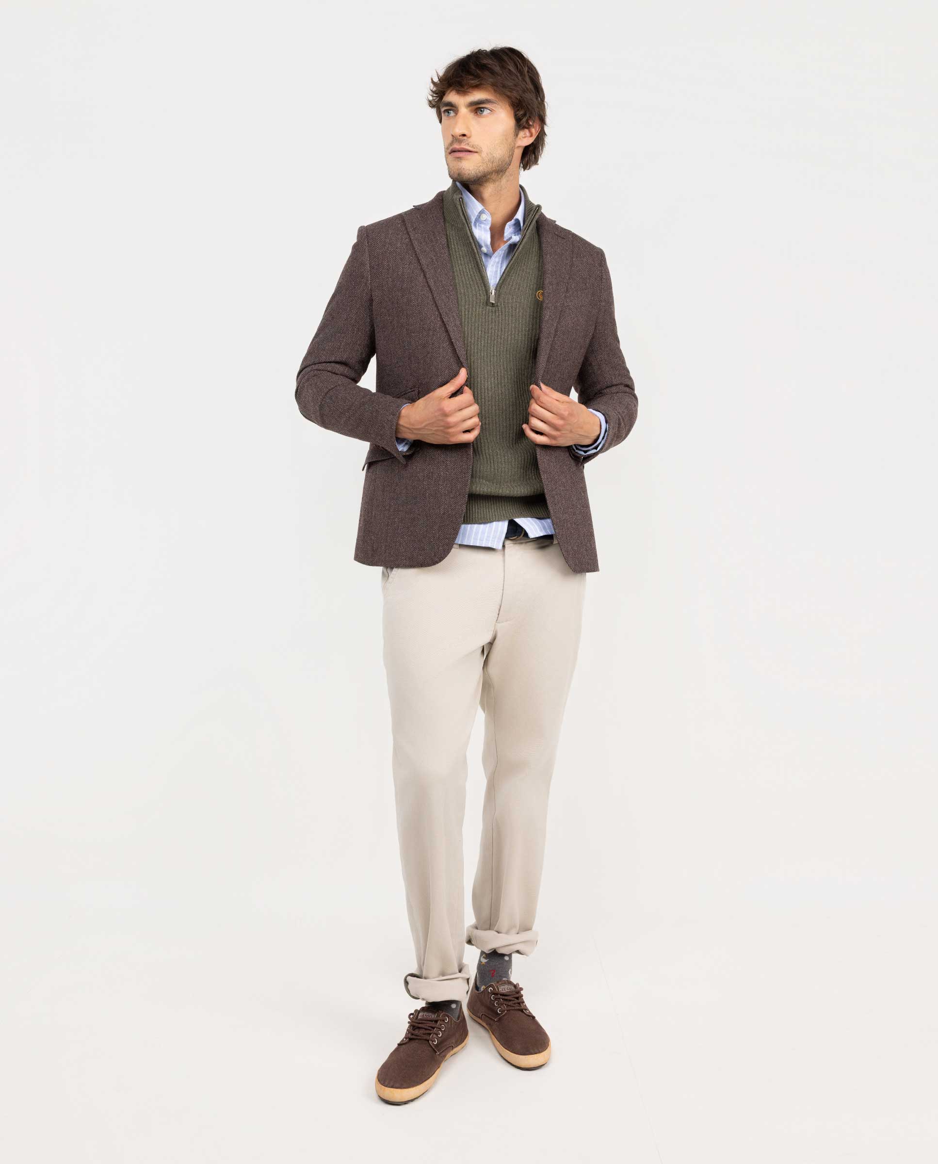 Veste Chevrons Laine Grenat