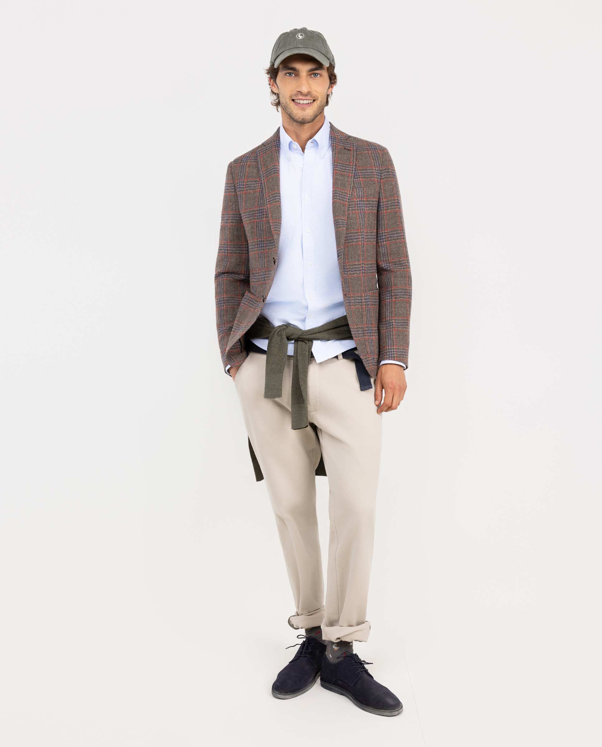 Jackett Wolle Limitierte Edition Kariert Grau