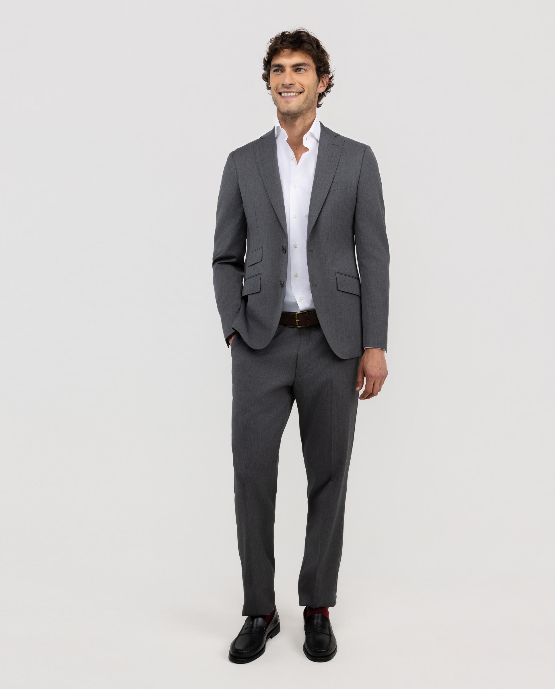 Americana Coordinada Liso Lavable Gris