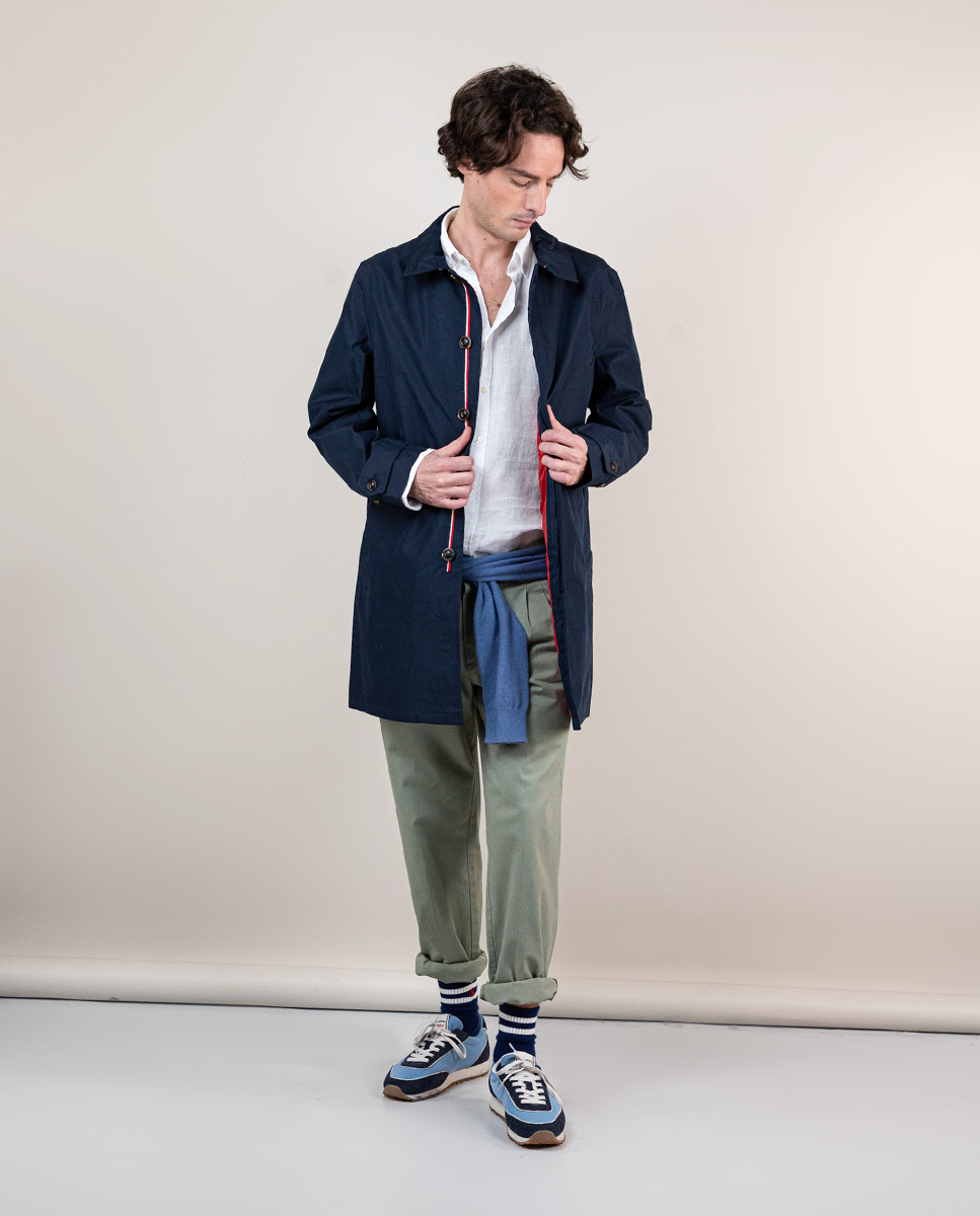 Trenchcoat Baumwolle Marineblau