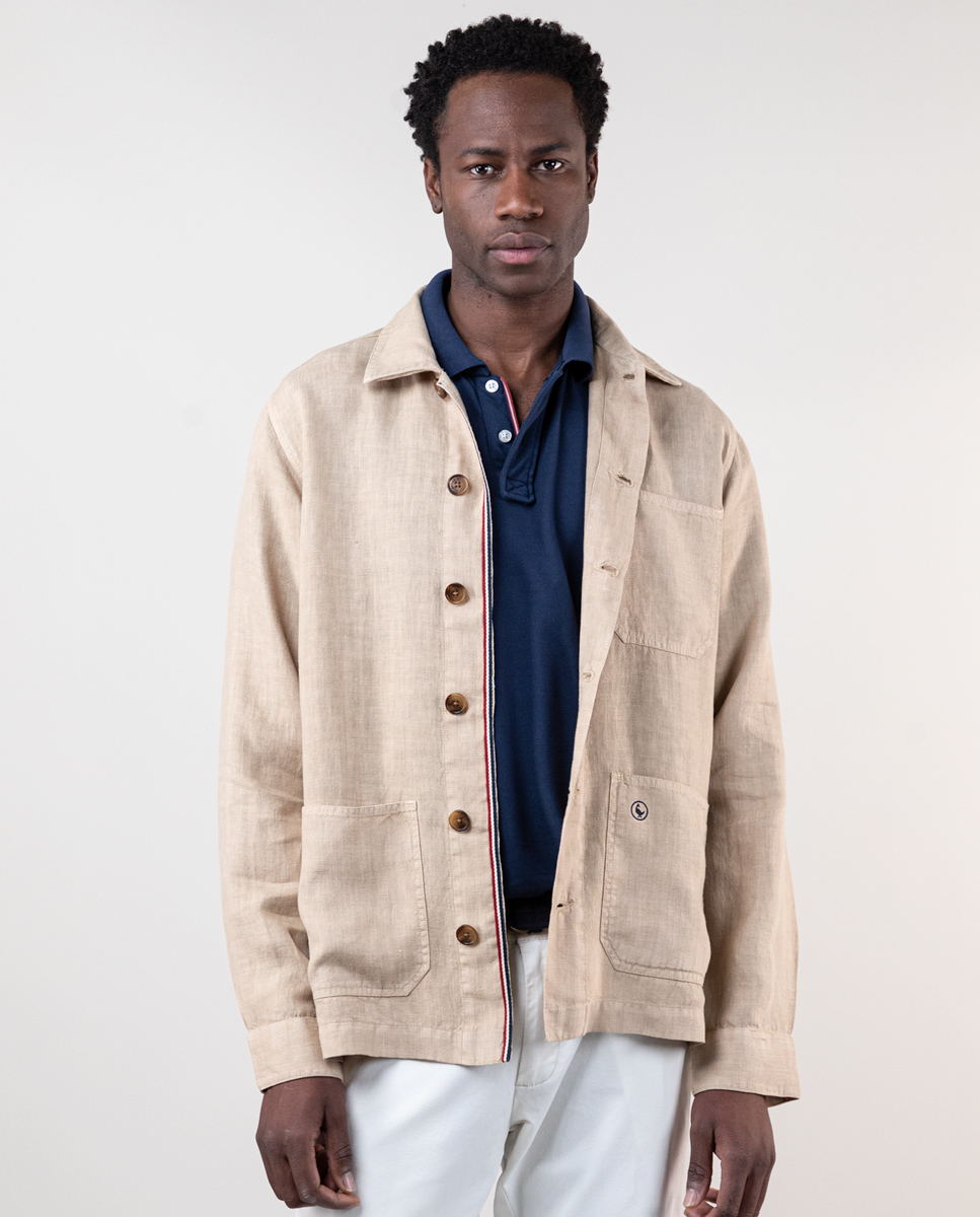 Überhemd Leinen Stein