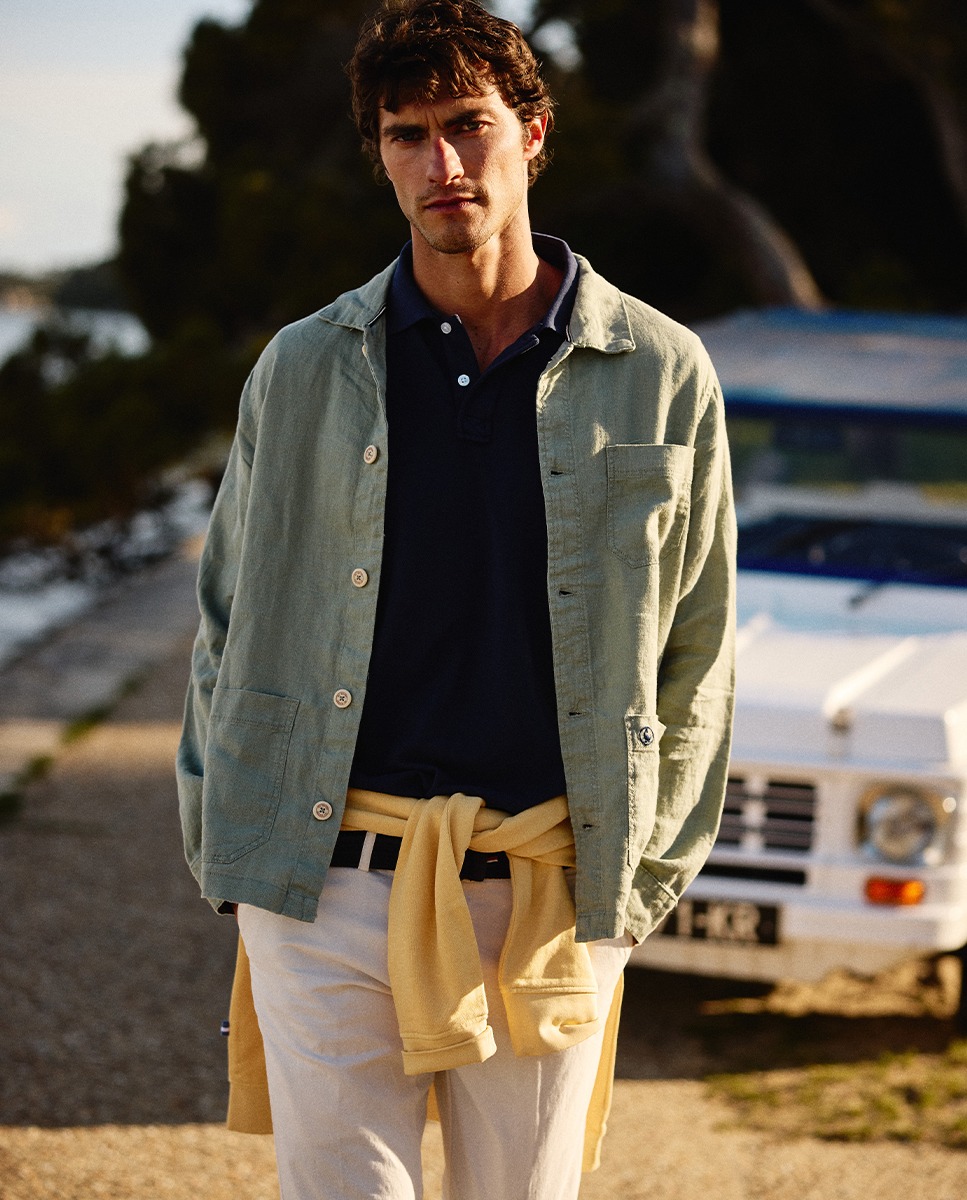 Sobrecamisa Lino Garment Dyed Verde