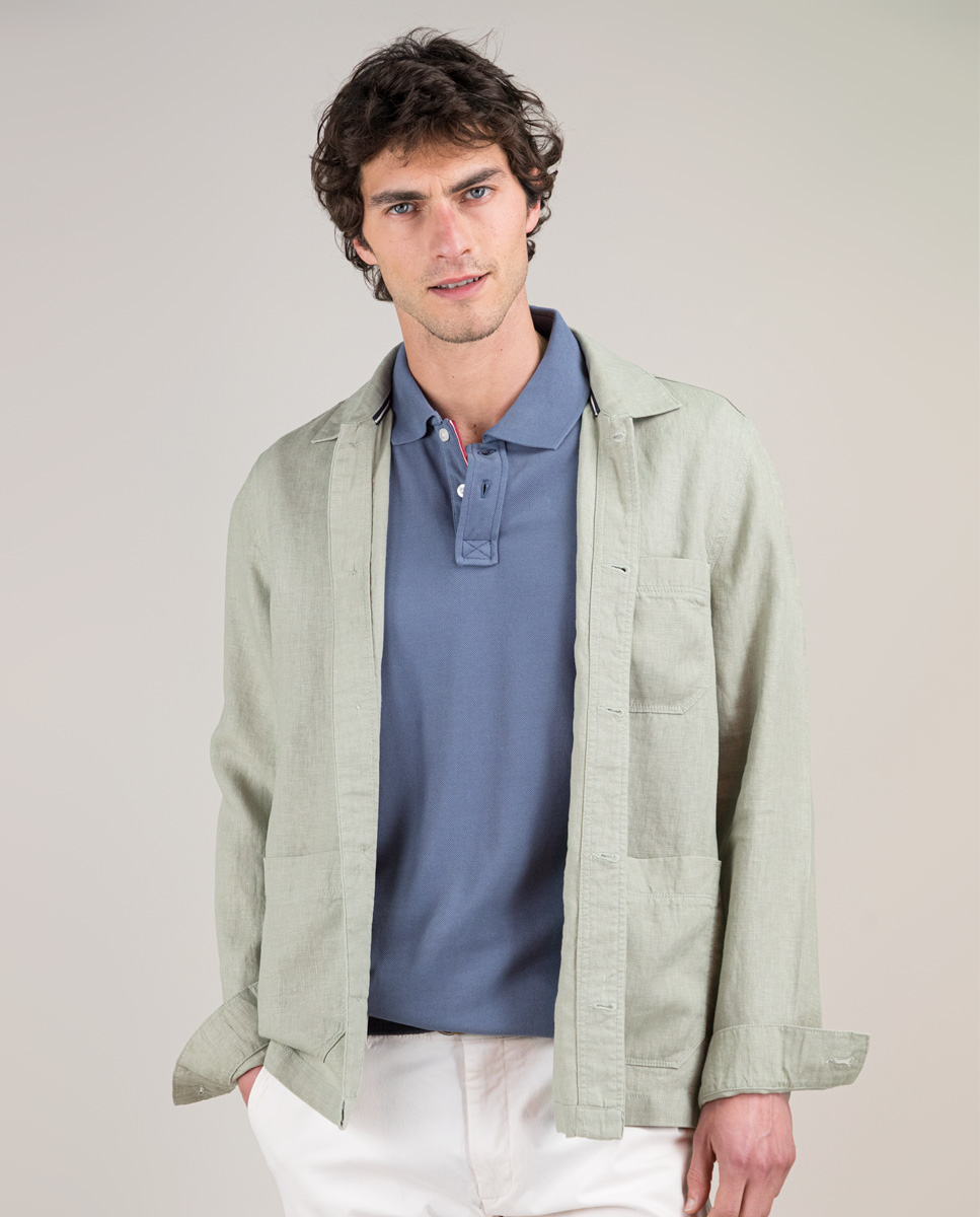 Sobrecamisa Lino Garment Dyed Verde