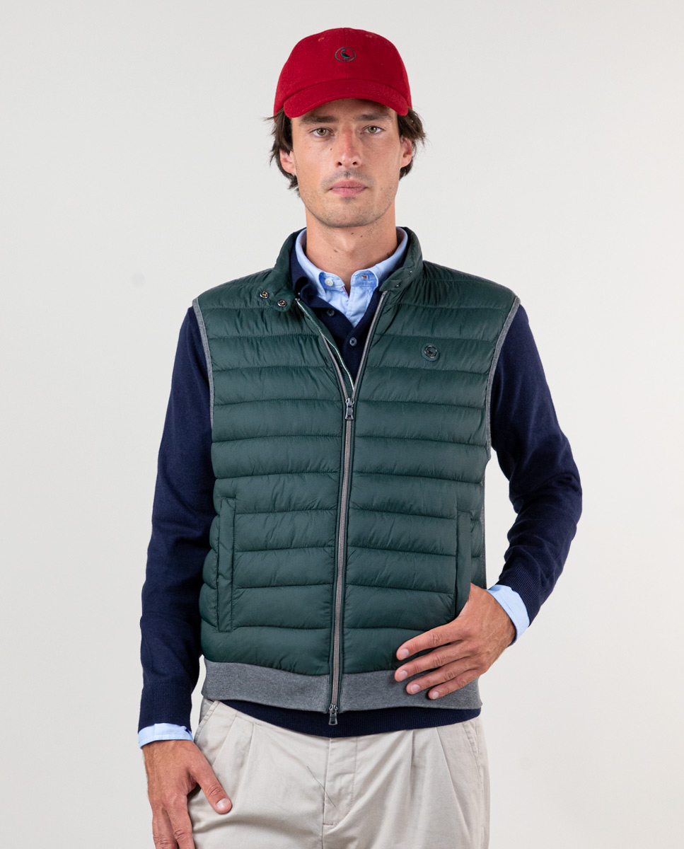 Green Vest W Knitted Back