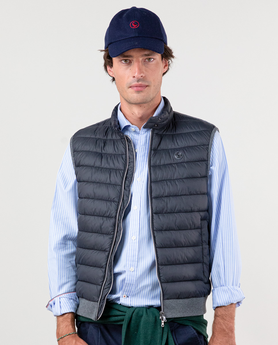 Grey Vest W Knitted Back