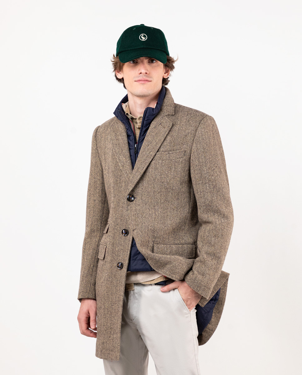 Manteau Drap De Laine Brun Havane