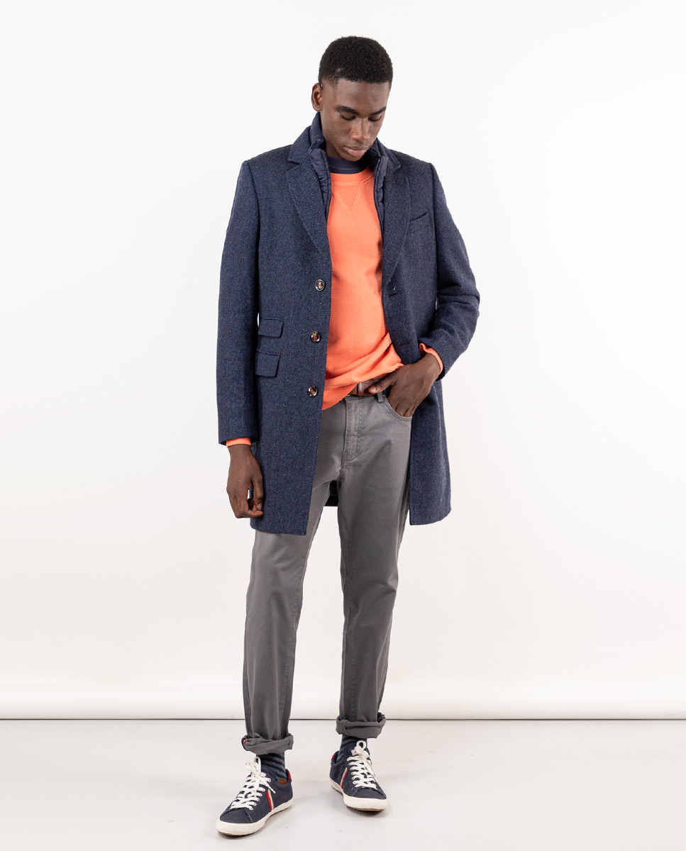 Casaco de tecido espinha de peixe marinho