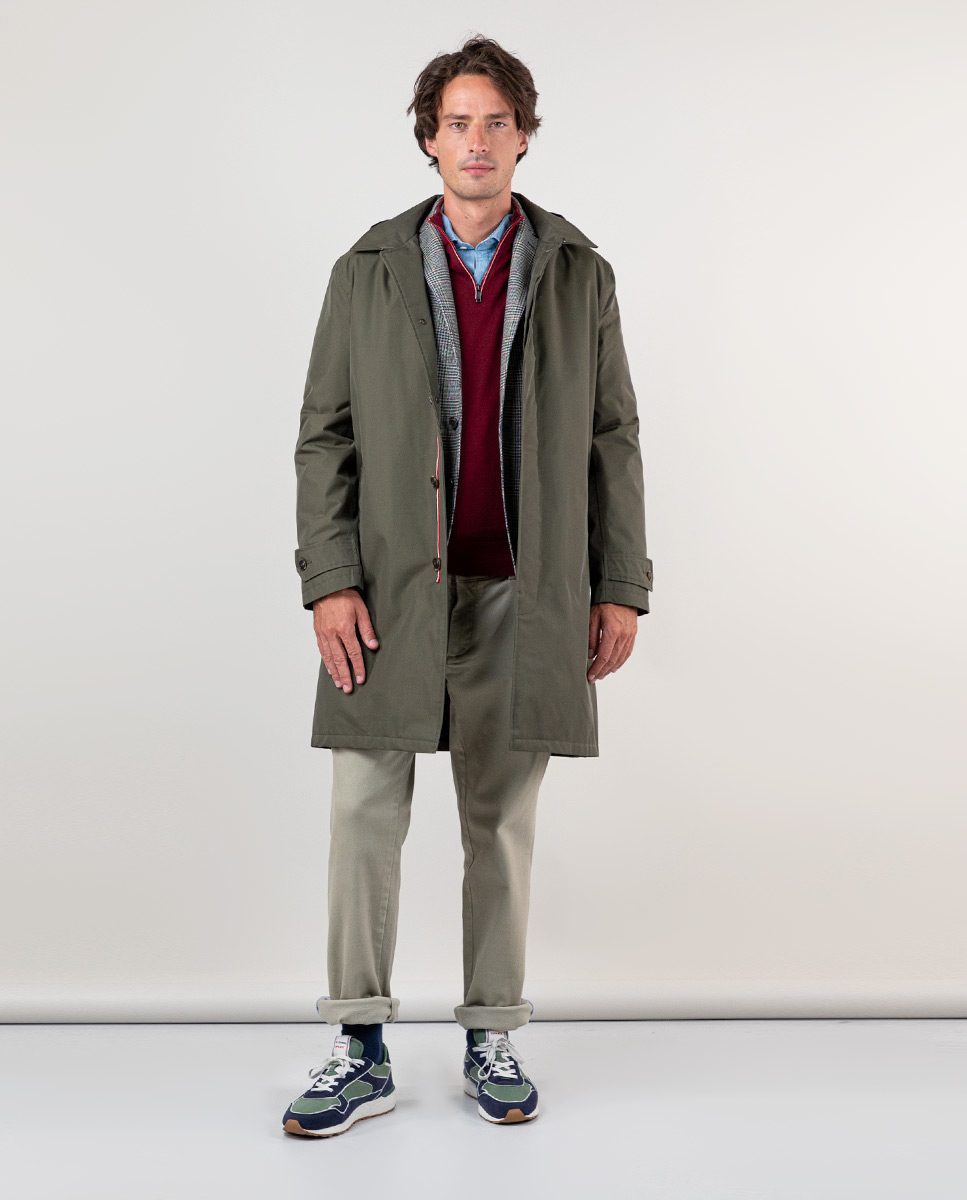 Trench Coat Acolchoado com Capuz Verde