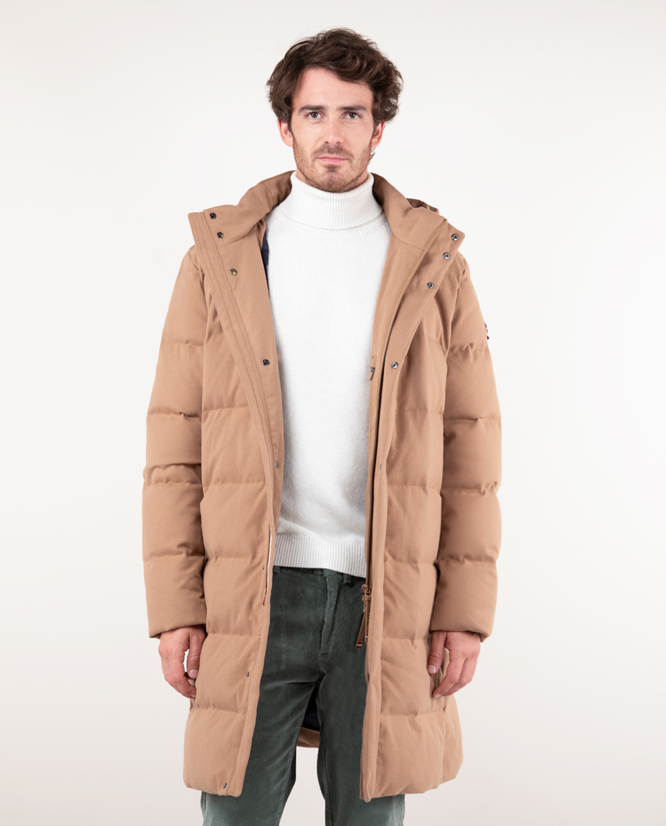 Abrigo Acolchado Largo Franela Beige