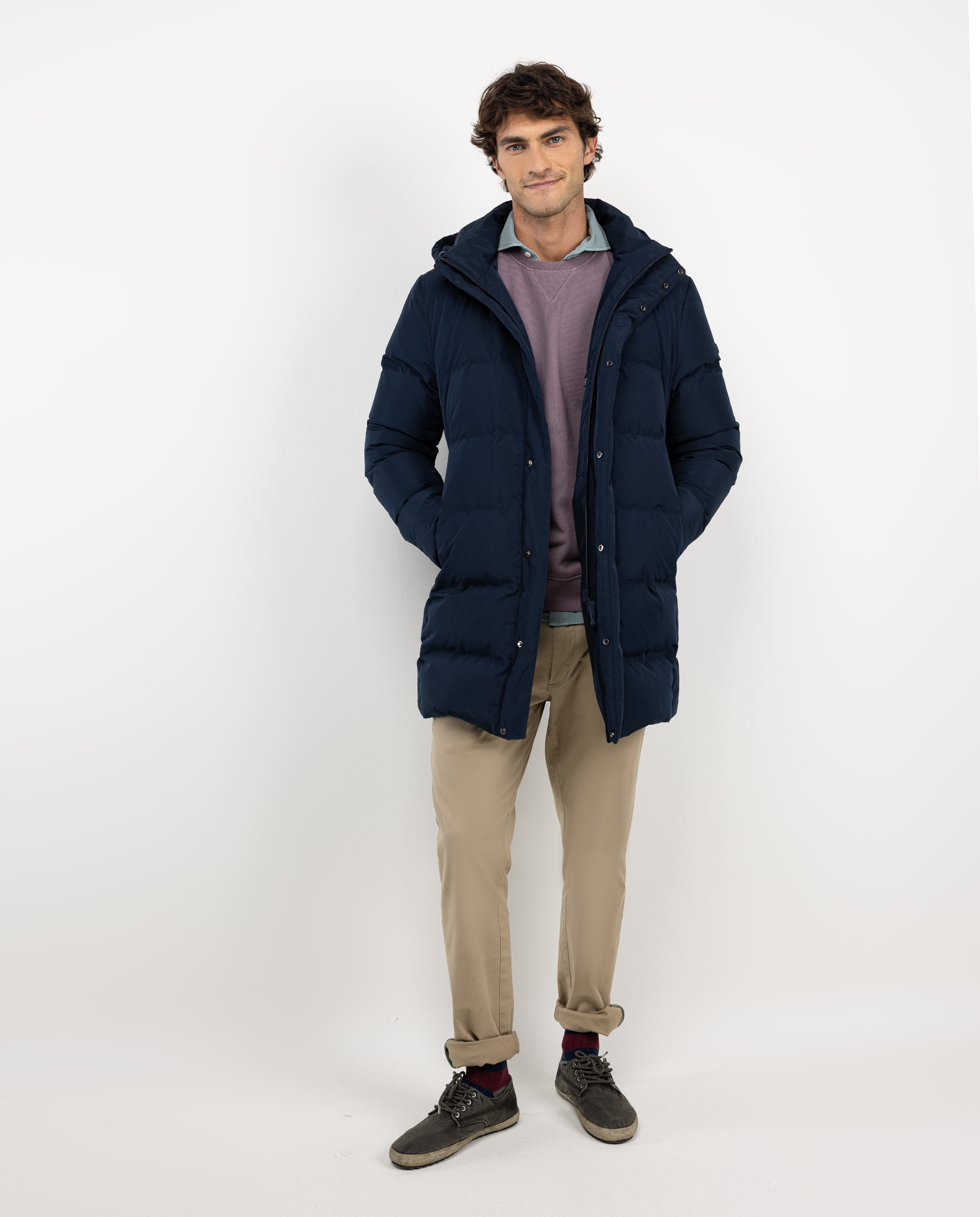 Abrigo Plumas Largo Marino