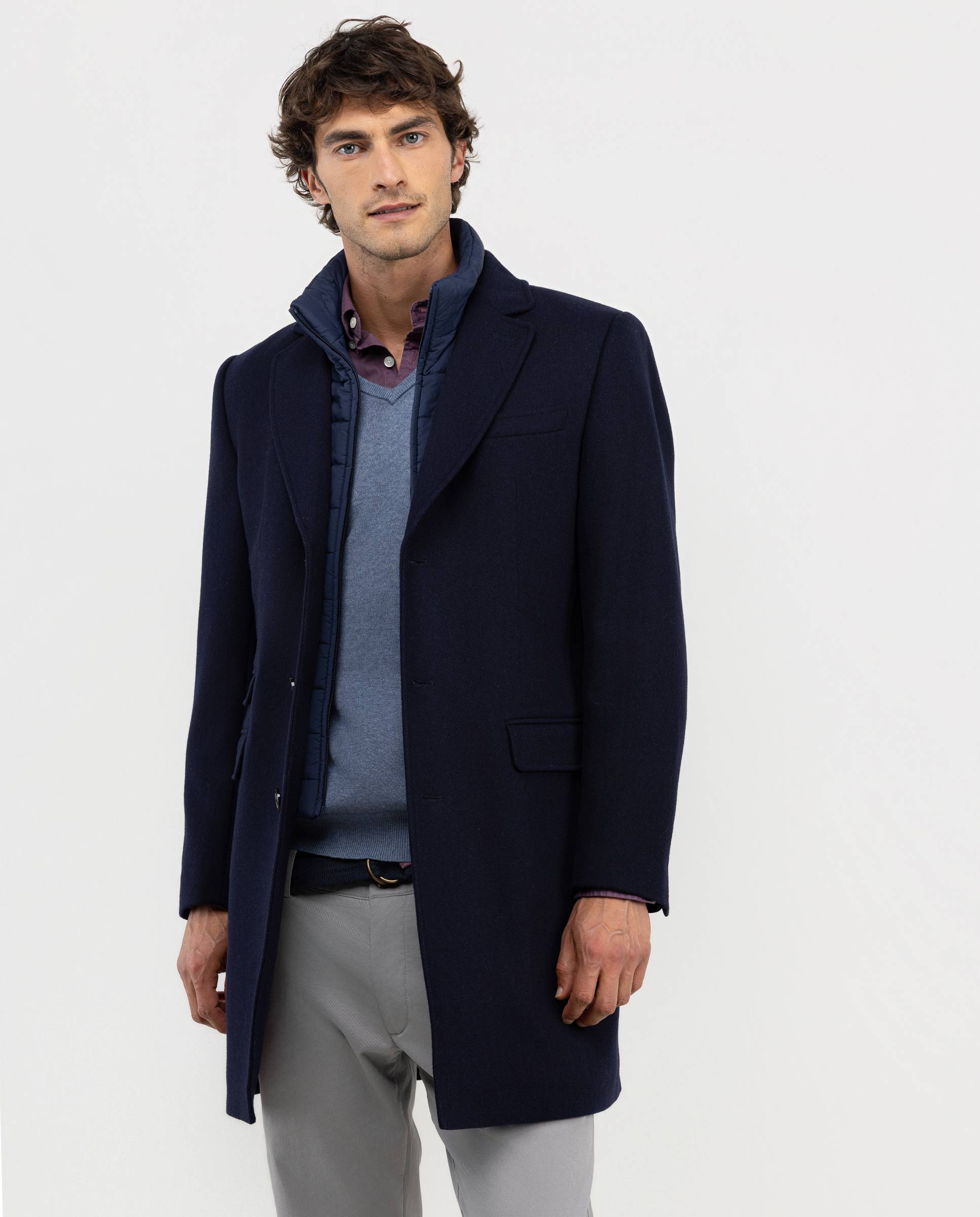 Abrigo Paño Liso Marino