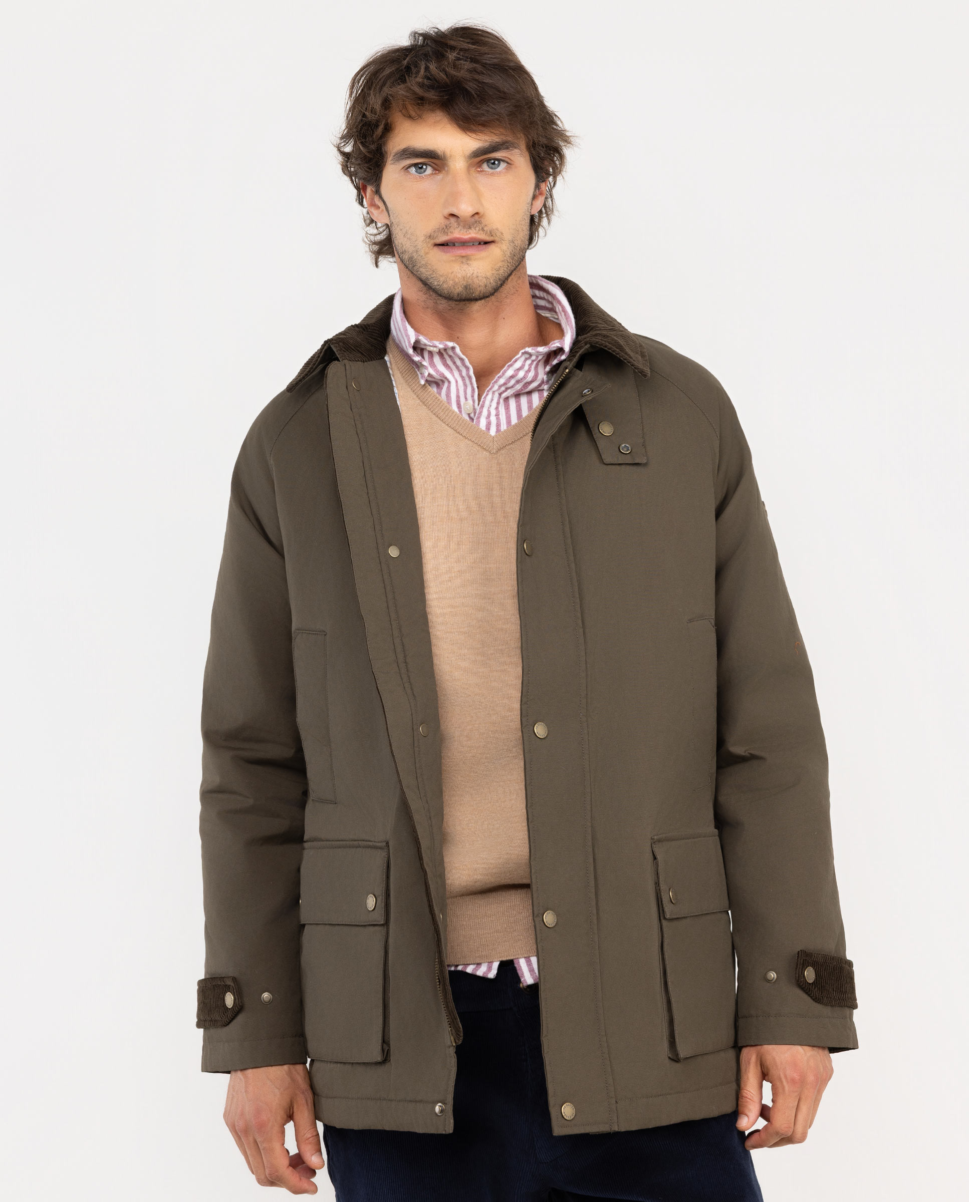 Chaqueta de Cuello Pana Verde